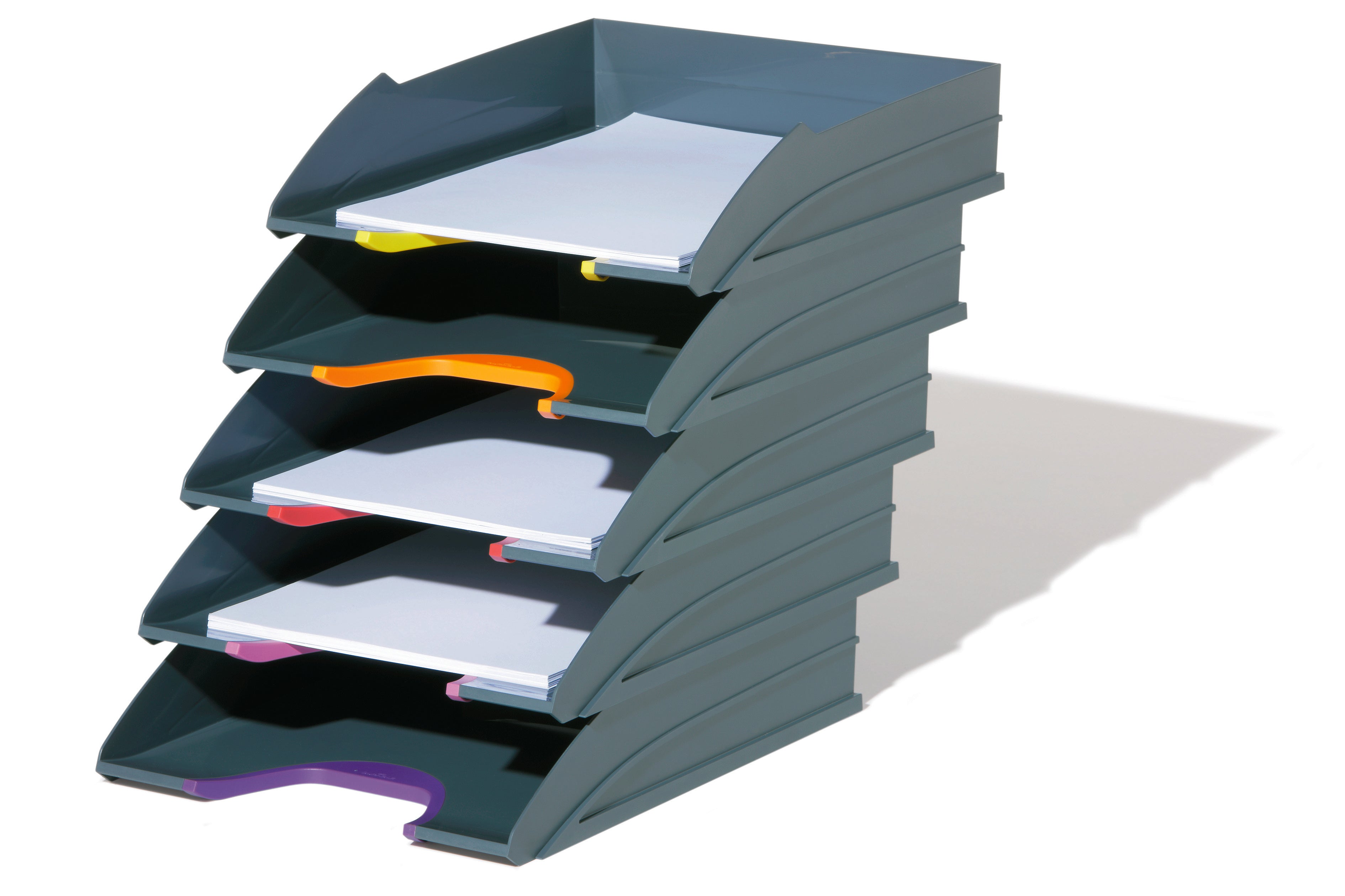 Durable VARICOLOR ECO Stackable Letter Tray Files | Letter Size Color Coded 5 Pack