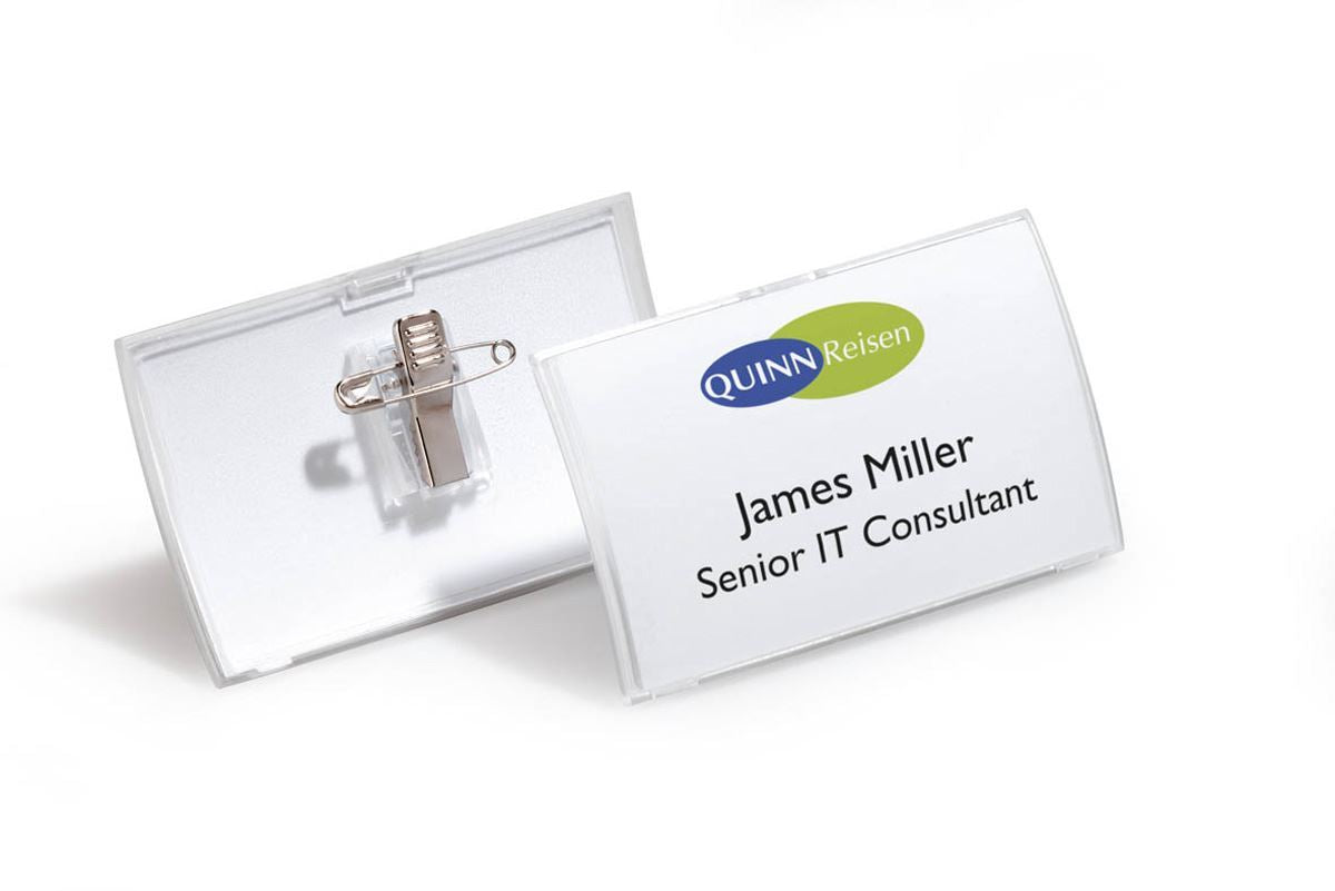 Durable CLICK FOLD Convex Clip & Pin Name Tag Badge Holder | 25 Pack | 2.25" x 3.5" Inches