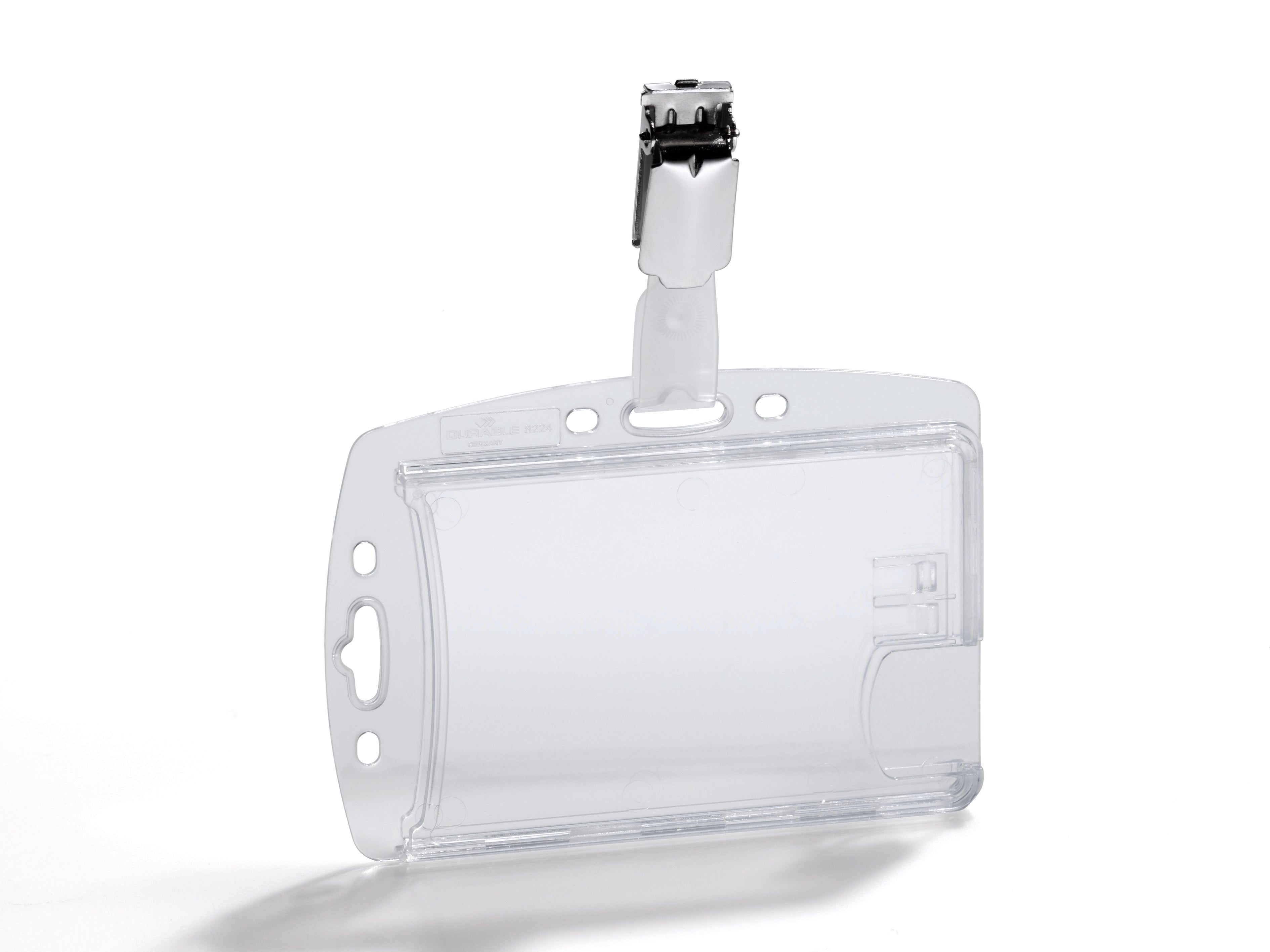 Durable Enclosed DUO 2 Card Clip Security Pass ID Badge Holder | 25 Pack | Clear