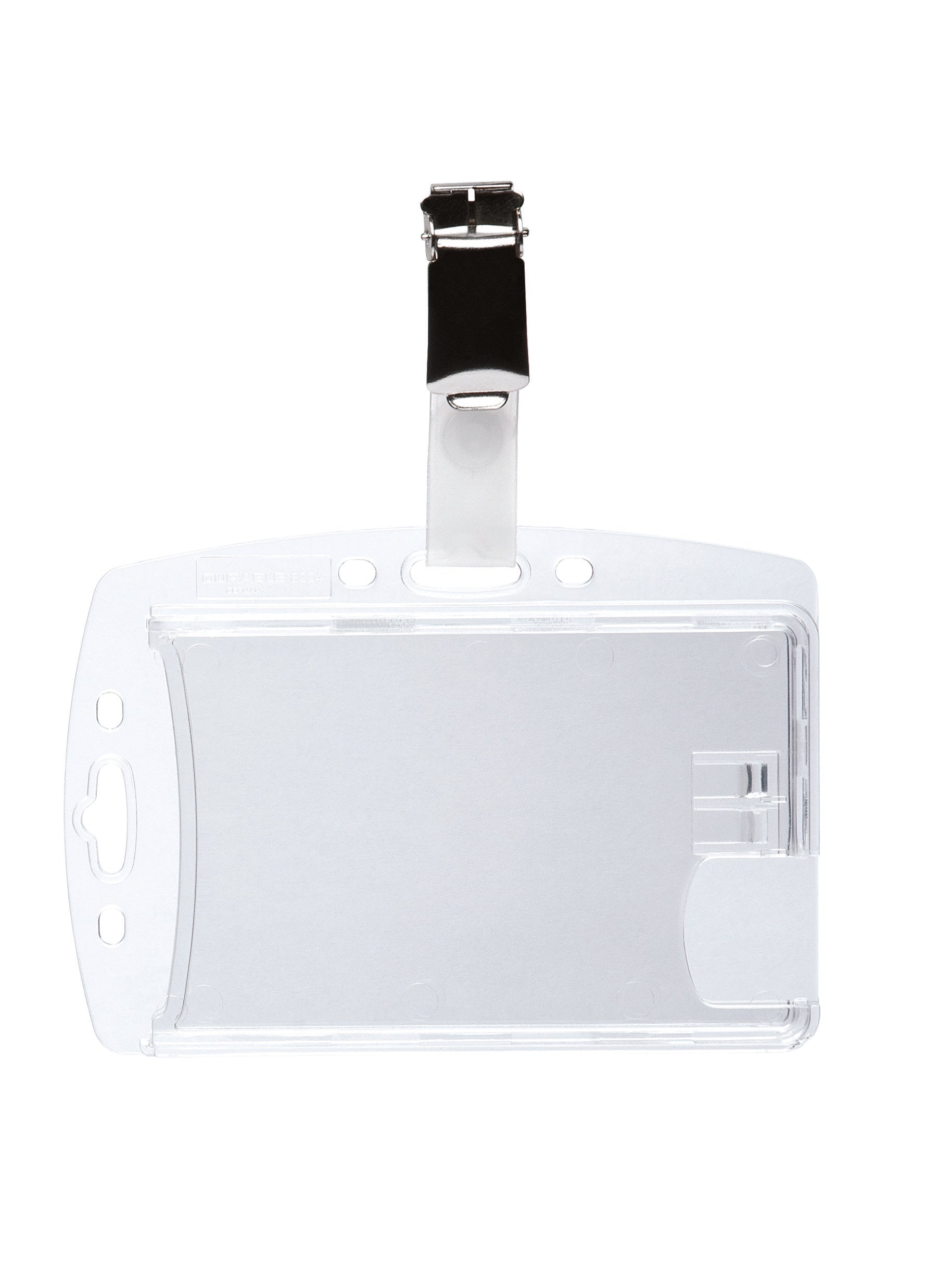 Durable Enclosed DUO 2 Card Clip Security Pass ID Badge Holder | 25 Pack | Clear