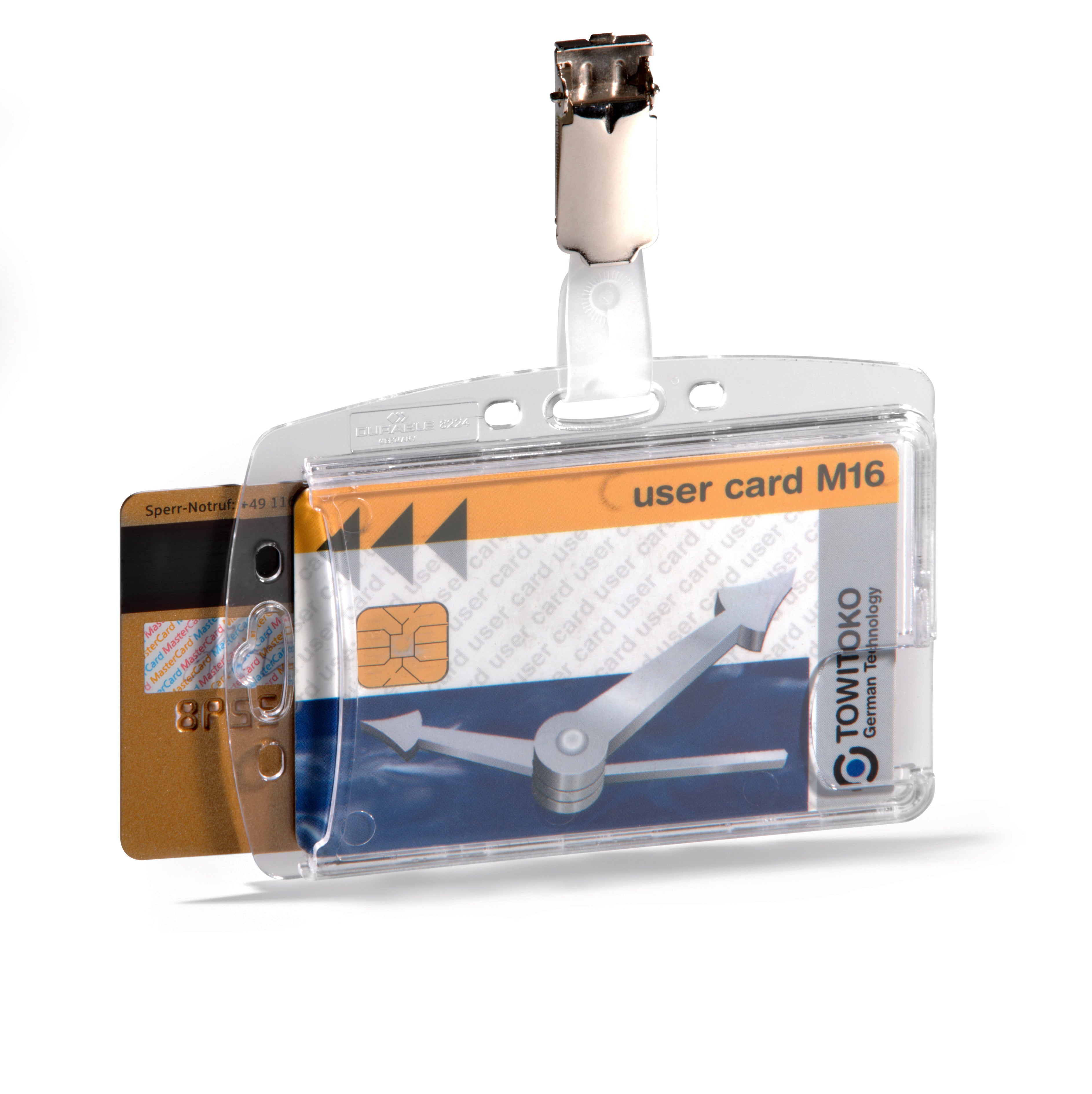 Durable Enclosed DUO 2 Card Clip Security Pass ID Badge Holder | 25 Pack | Clear