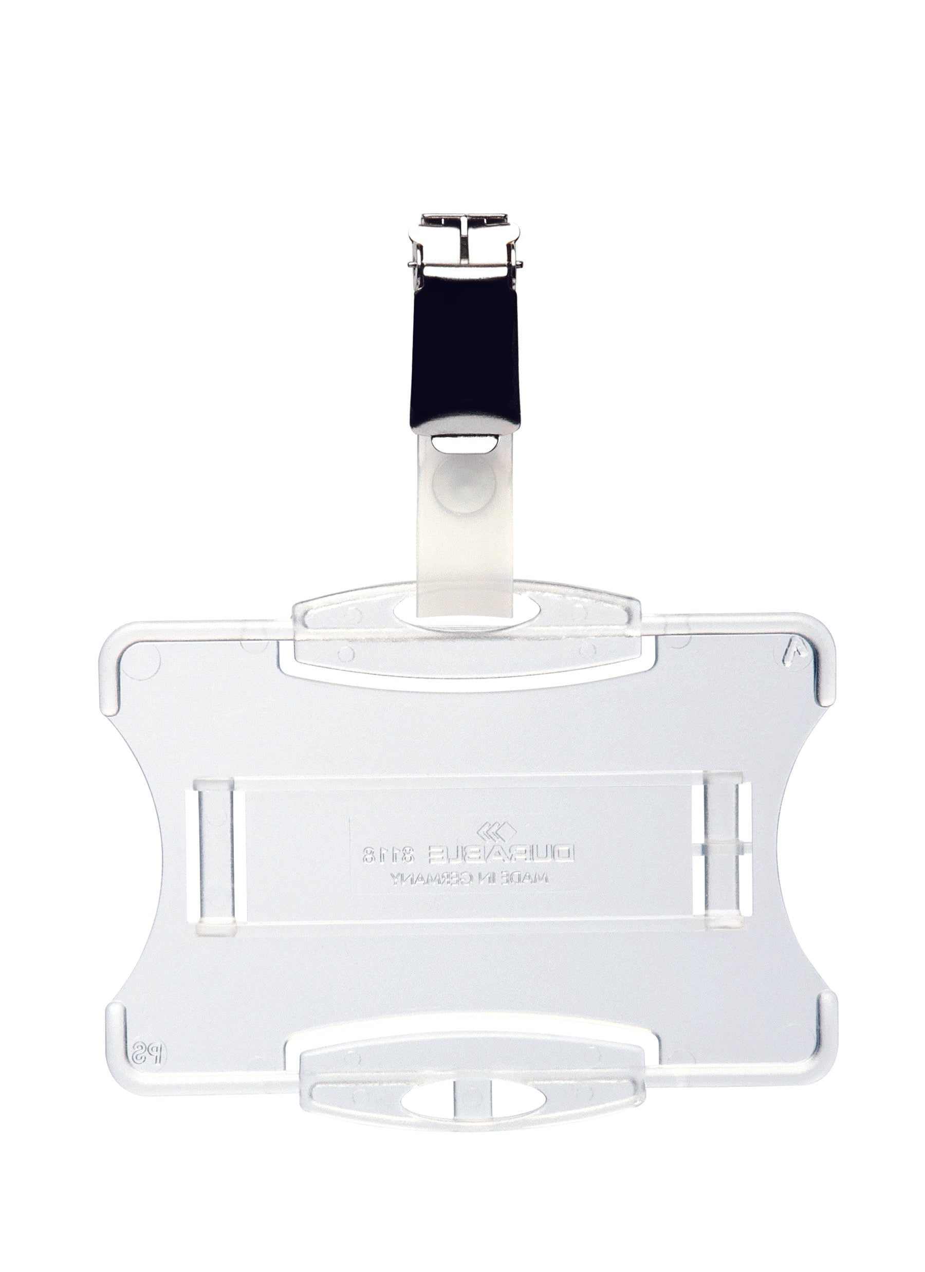 Durable Security Pass Plastic ID Badge Card Holders with Clip | 25 Pack | Clear