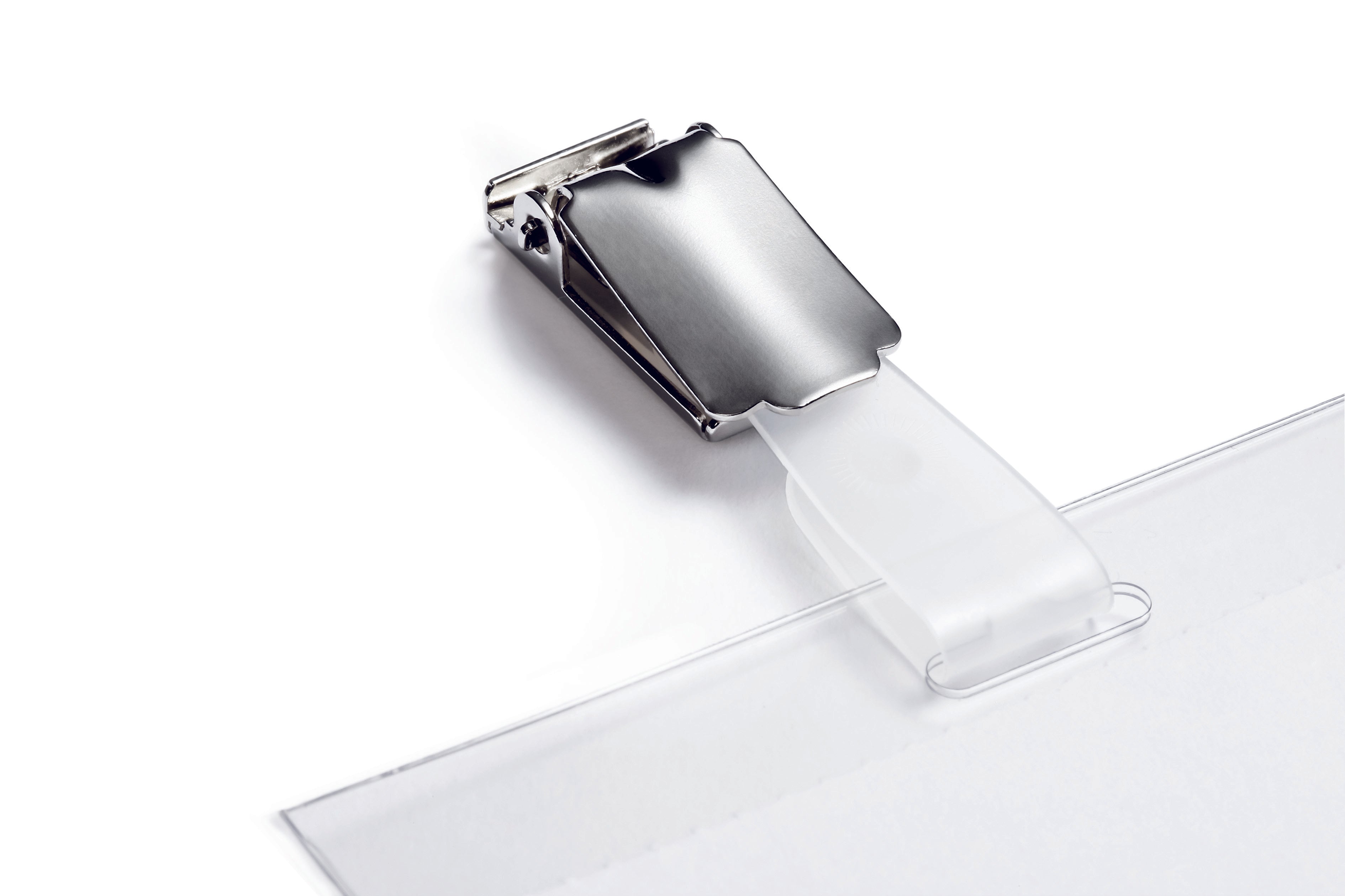 Durable Security Pass Plastic ID Badge Card Holders with Clip | 25 Pack | Clear