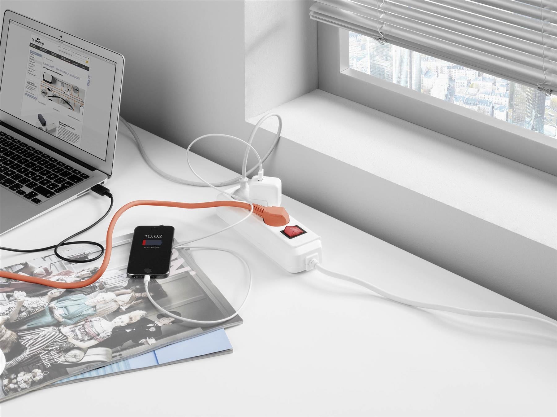 Durable CAVOLINE Cable Management Box Organizer Wire Tidy | Small | Graphite