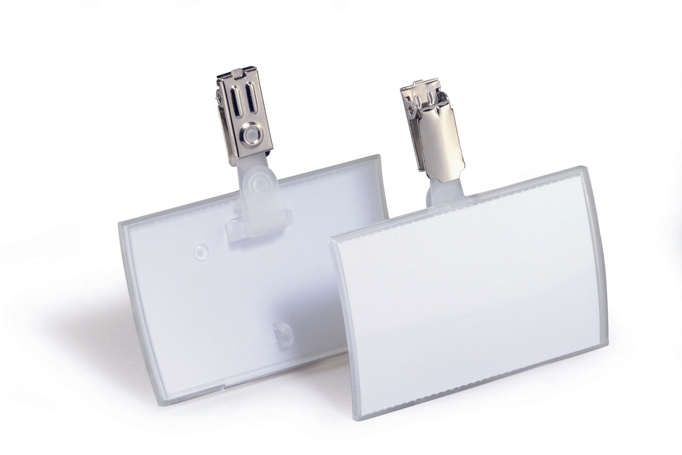 Durable CLICK FOLD Clip Name Tag Badge Holders & Inserts | 25 Pack | 2.25" x 3.5" Inches