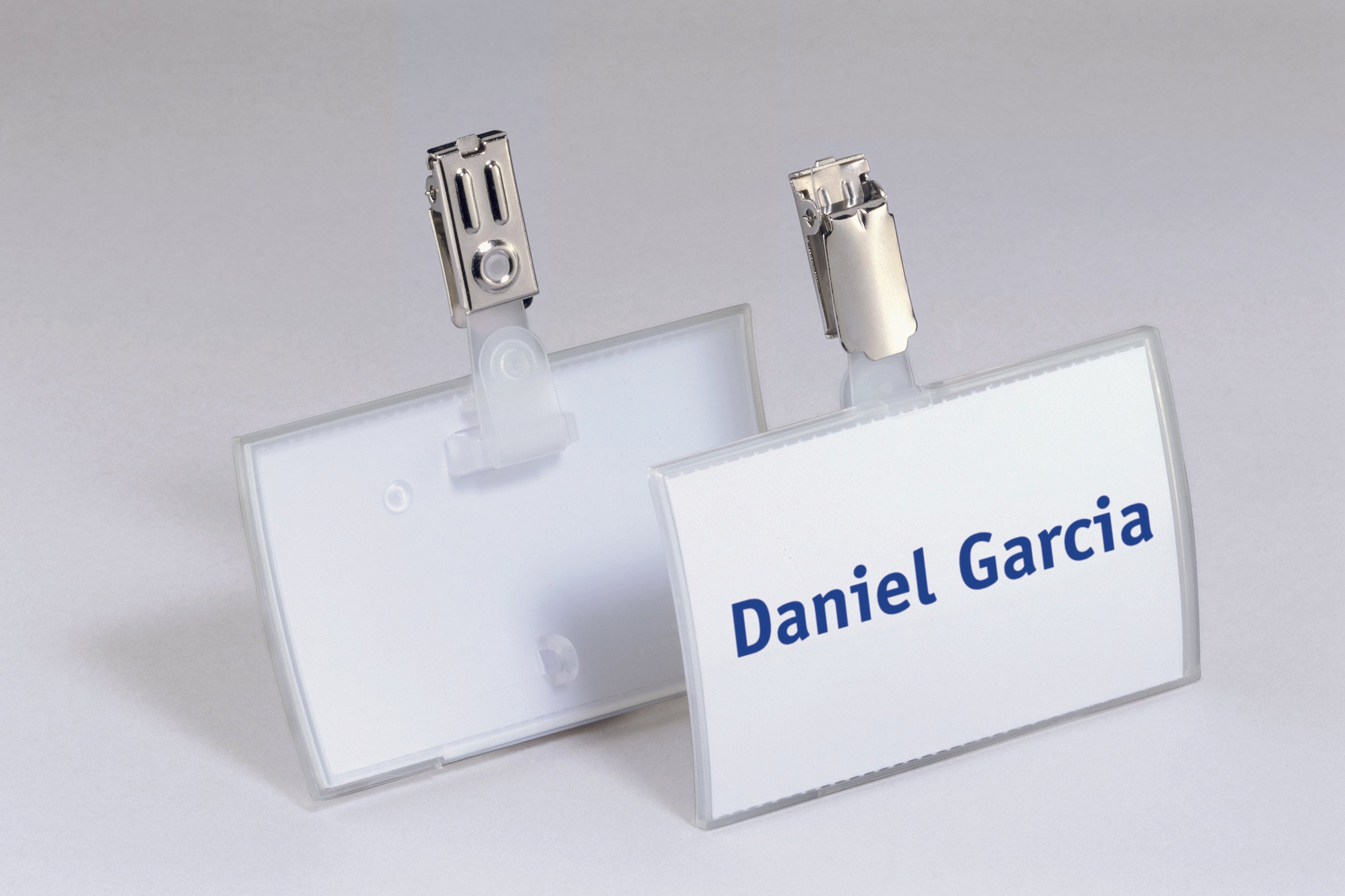 Durable CLICK FOLD Clip Name Tag Badge Holders & Inserts | 25 Pack | 2.25" x 3.5" Inches