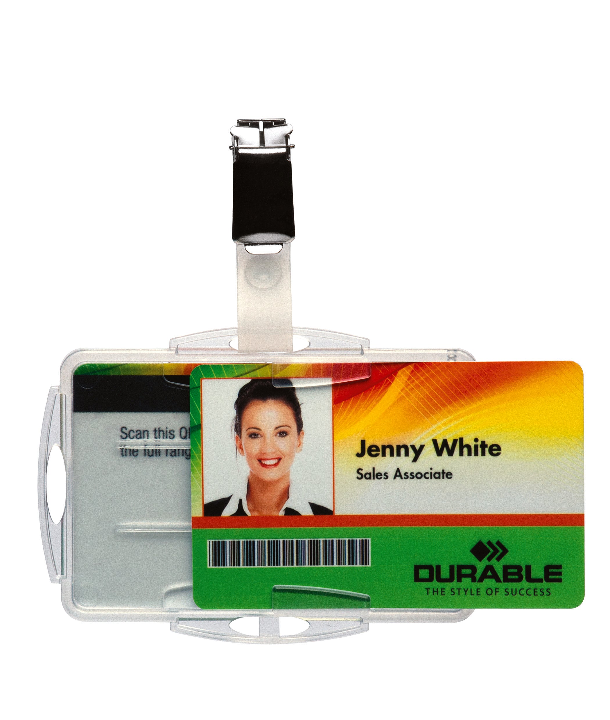 Durable DUO 2 Card Security Pass ID Badge Holders with Clip | 25 Pack | Clear