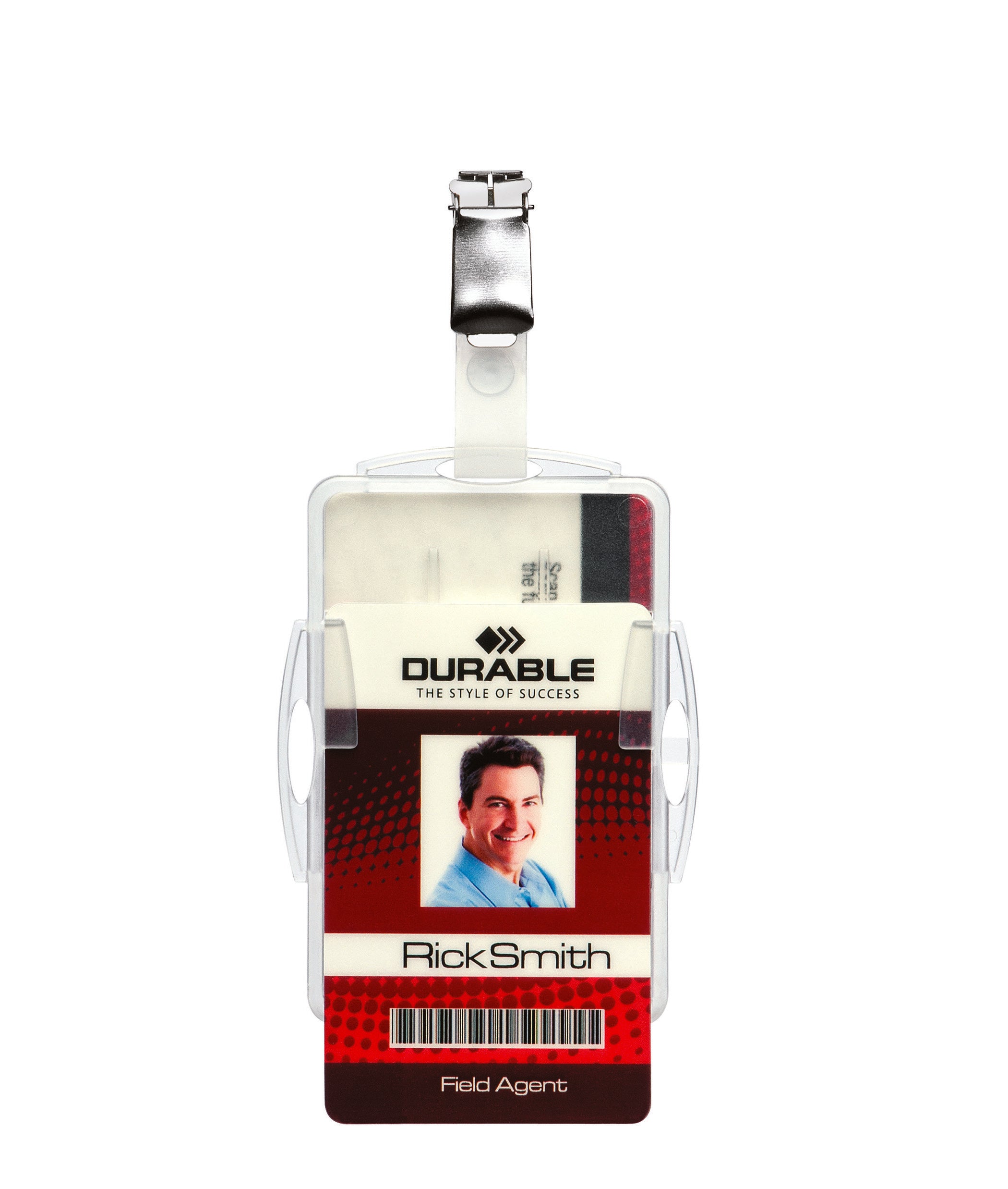 Durable DUO 2 Card Security Pass ID Badge Holders with Clip | 25 Pack | Clear