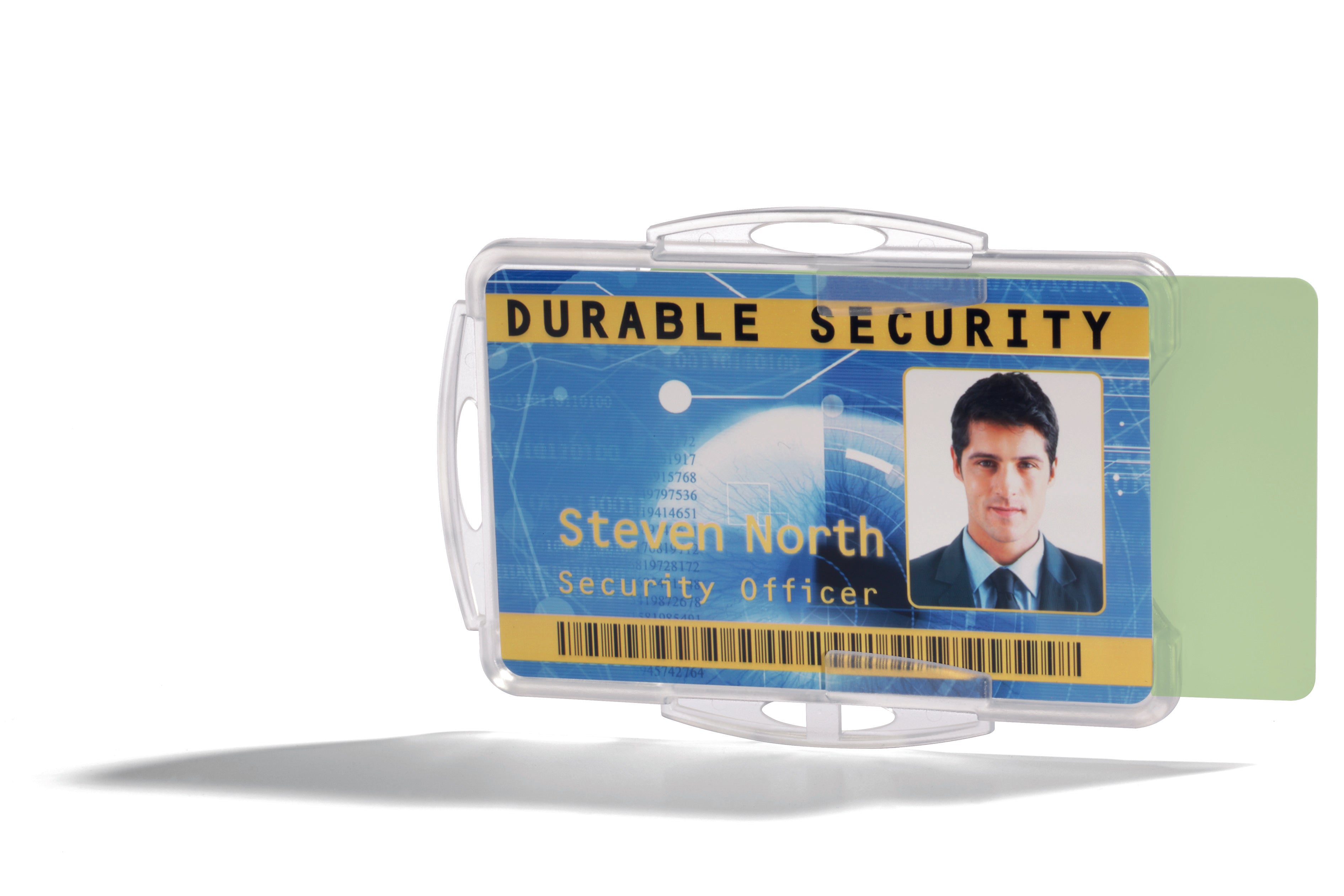 Durable DUO 2 Card Security Pass ID Holders with Badge Reel | 10 Pack | Clear