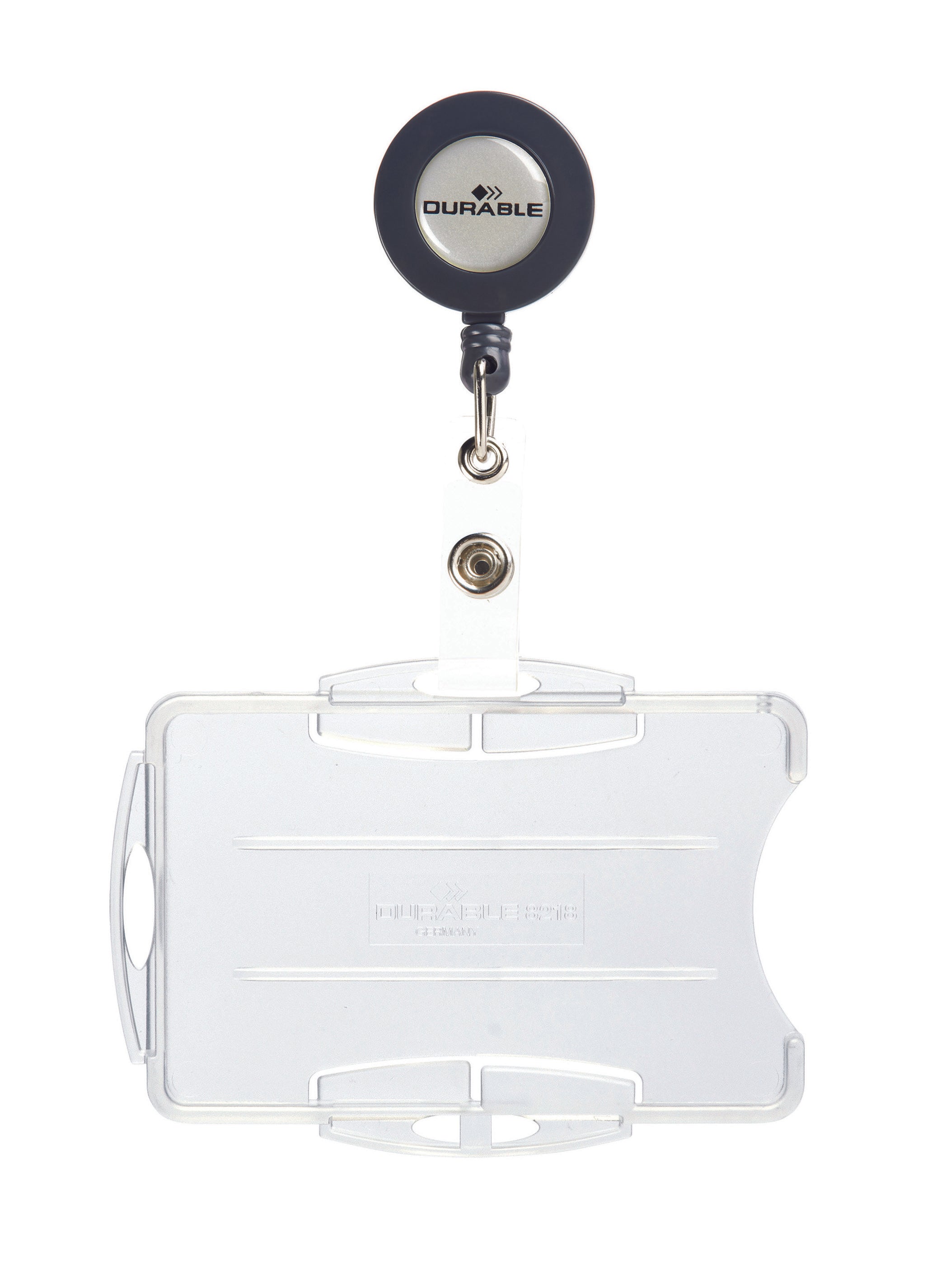 Durable DUO 2 Card Security Pass ID Holders with Badge Reel | 25 Pack | Clear