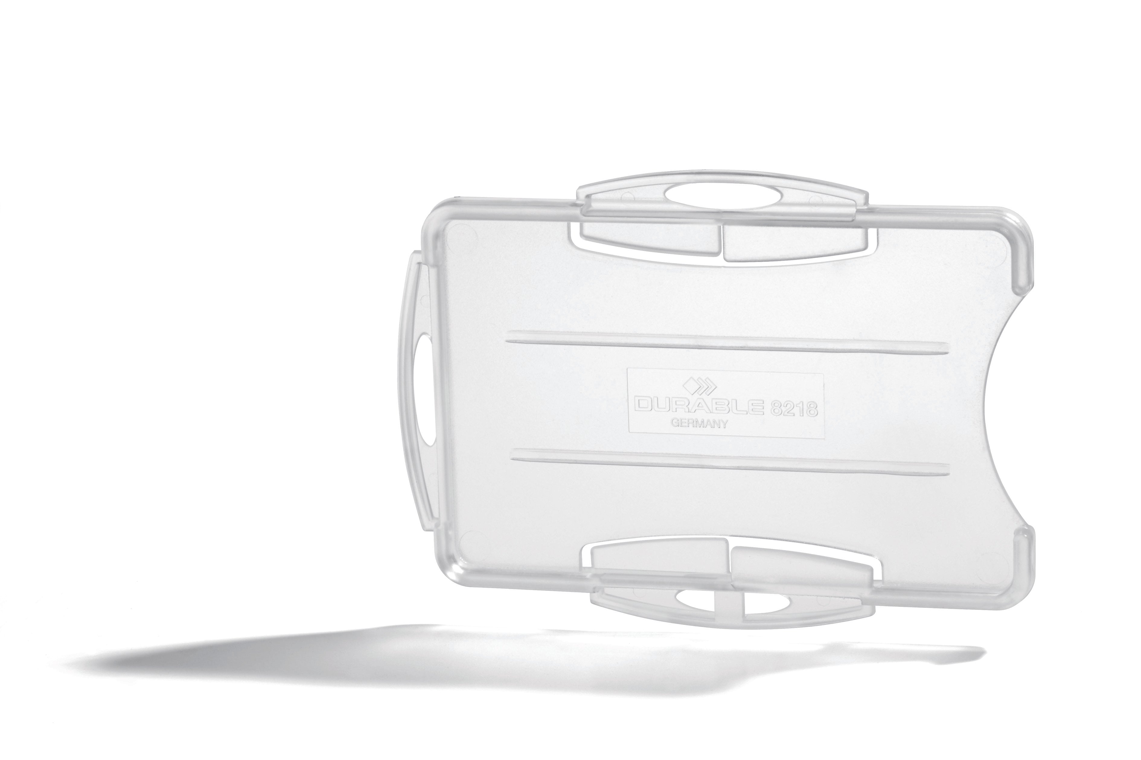 Durable DUO 2 Card Security Pass ID Holders with Badge Reel | 25 Pack | Clear