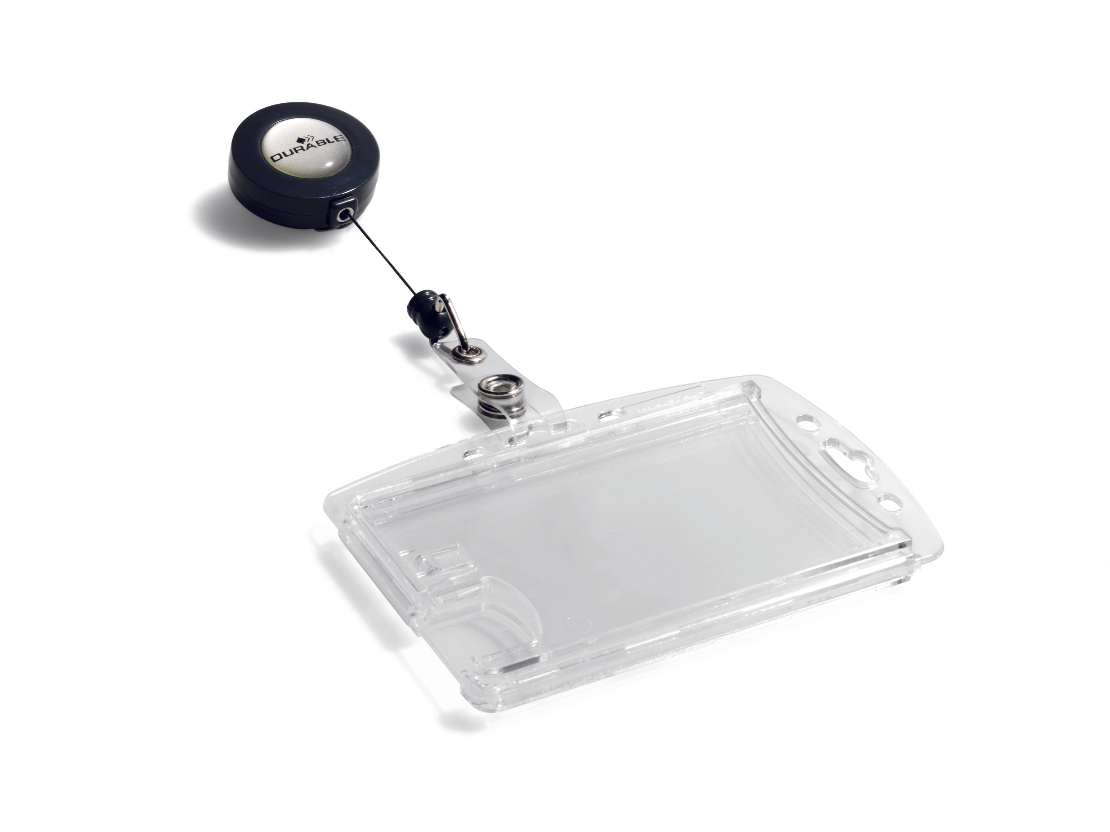 Durable Enclosed 2 Card Badge Reel Security Pass ID Holders | 25 Pack | Clear