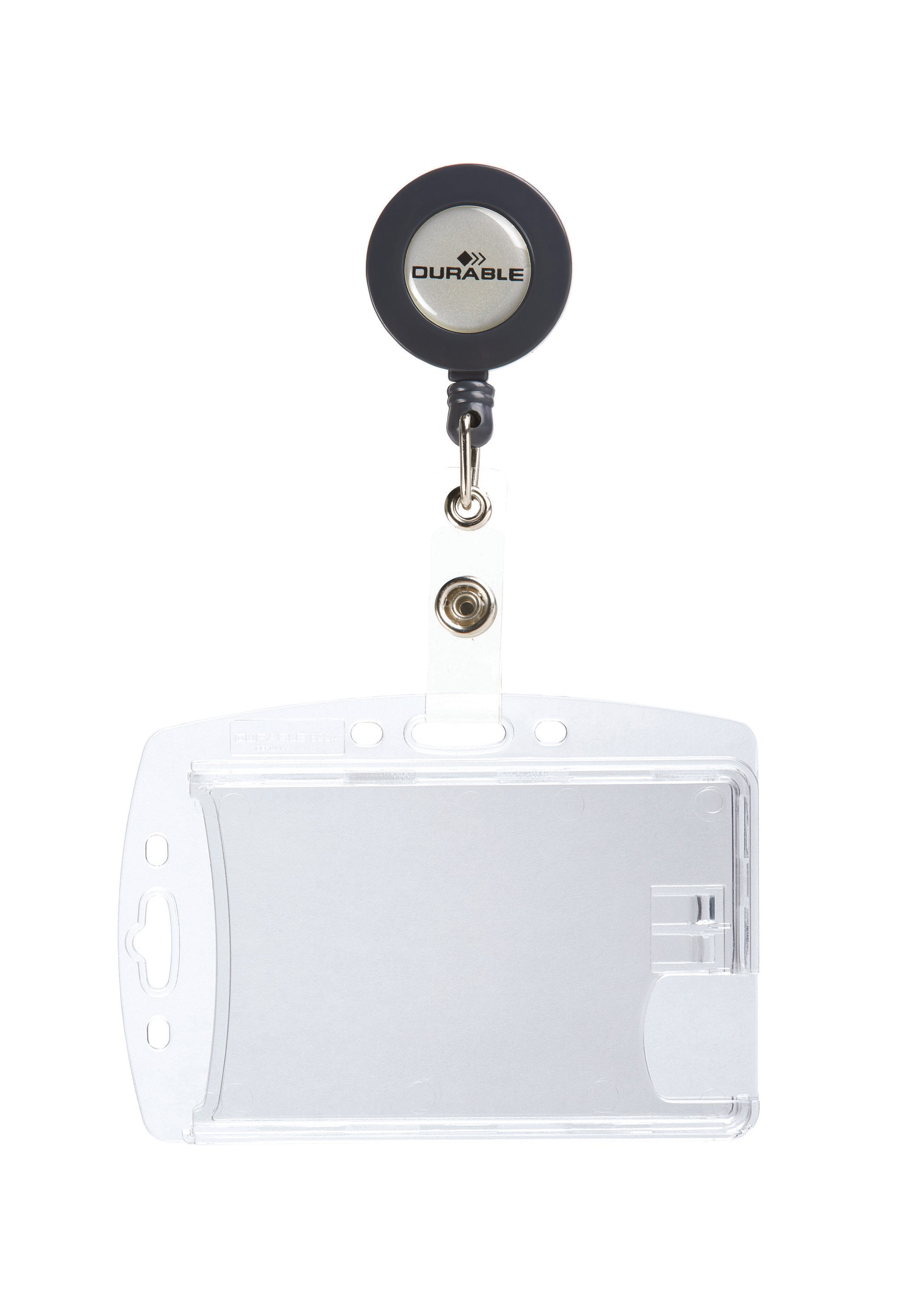 Durable Enclosed 2 Card Badge Reel Security Pass ID Holders | 10 Pack | Clear