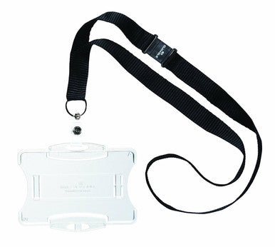 Durable Single Open-Style ID Card Holder with Lanyard | 10 Box