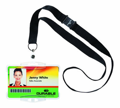 Durable Single Open-Style ID Card Holder with Lanyard | 10 Box