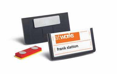 Durable Frame Name Badge Holder with Magnet | Medium 2.25" x 1.125" | Black | 25 Box