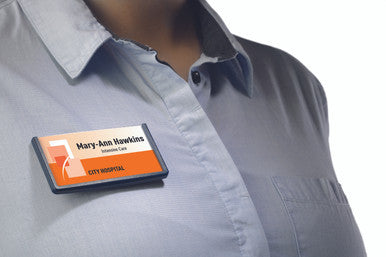 Durable Frame Name Badge Holder with Magnet | Medium 2.25" x 1.125" | Dark Blue | 25 Box