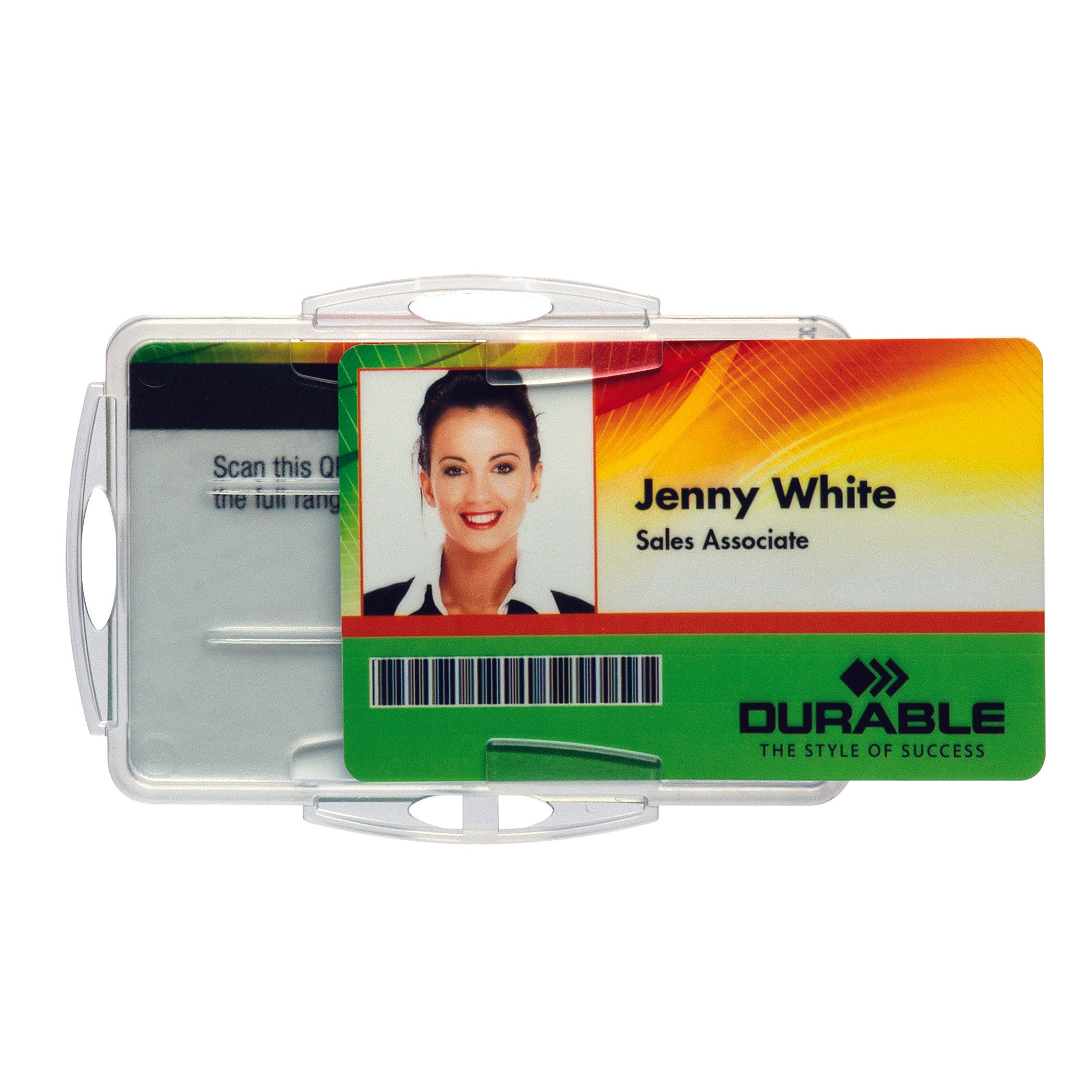 Durable DUO 2 Card Security Pass ID Badge Holders for Lanyards | 10 Pack | Clear