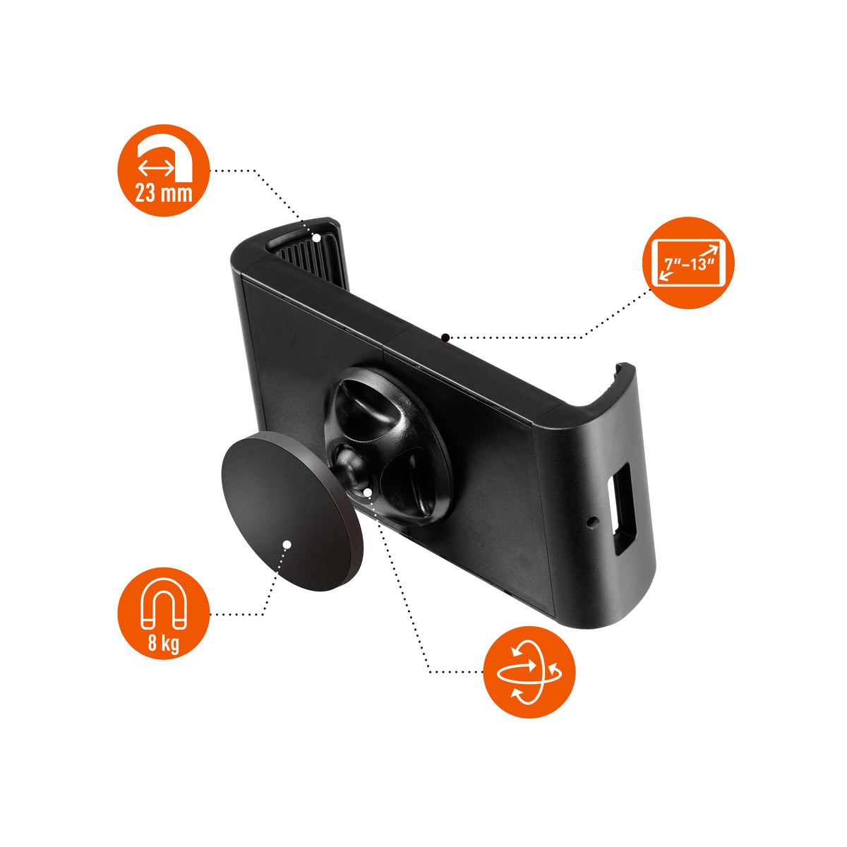 Durable TOUGH Tablet Holder XL Magnetic | Black