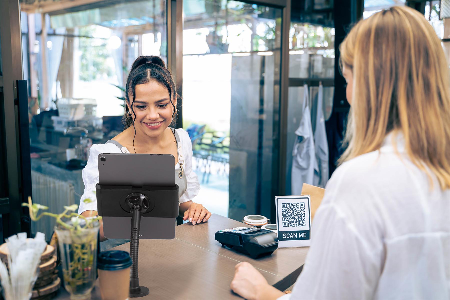 Durable TOUGH Anti-Theft Lock Goose Neck Tablet Holder Wall/Table Mount | Black