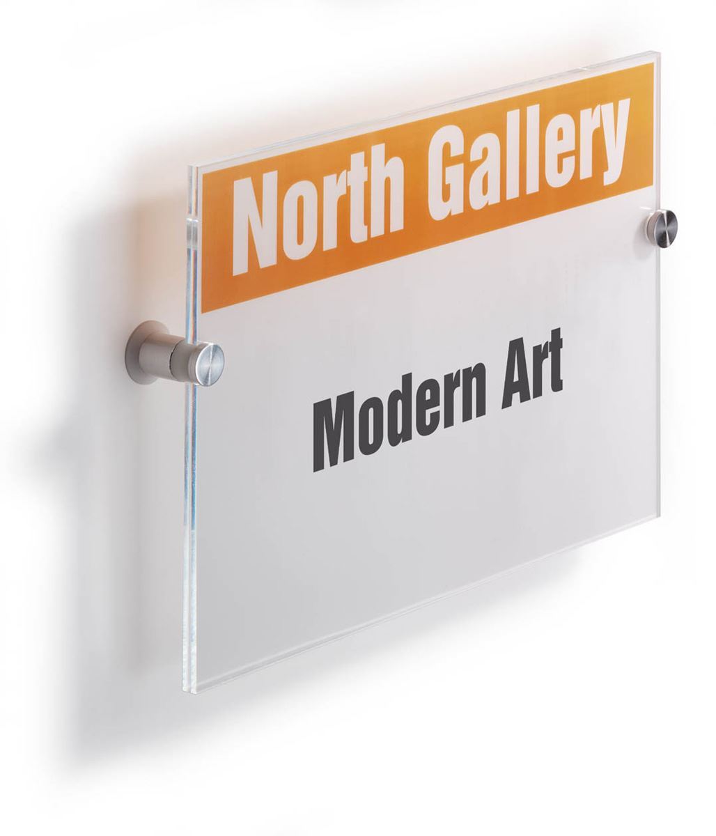 Durable CRYSTAL Frameless Acrylic Door Sign Holder Wall Mounted | Letter Size 8.25" x 11.75" Inches Clear