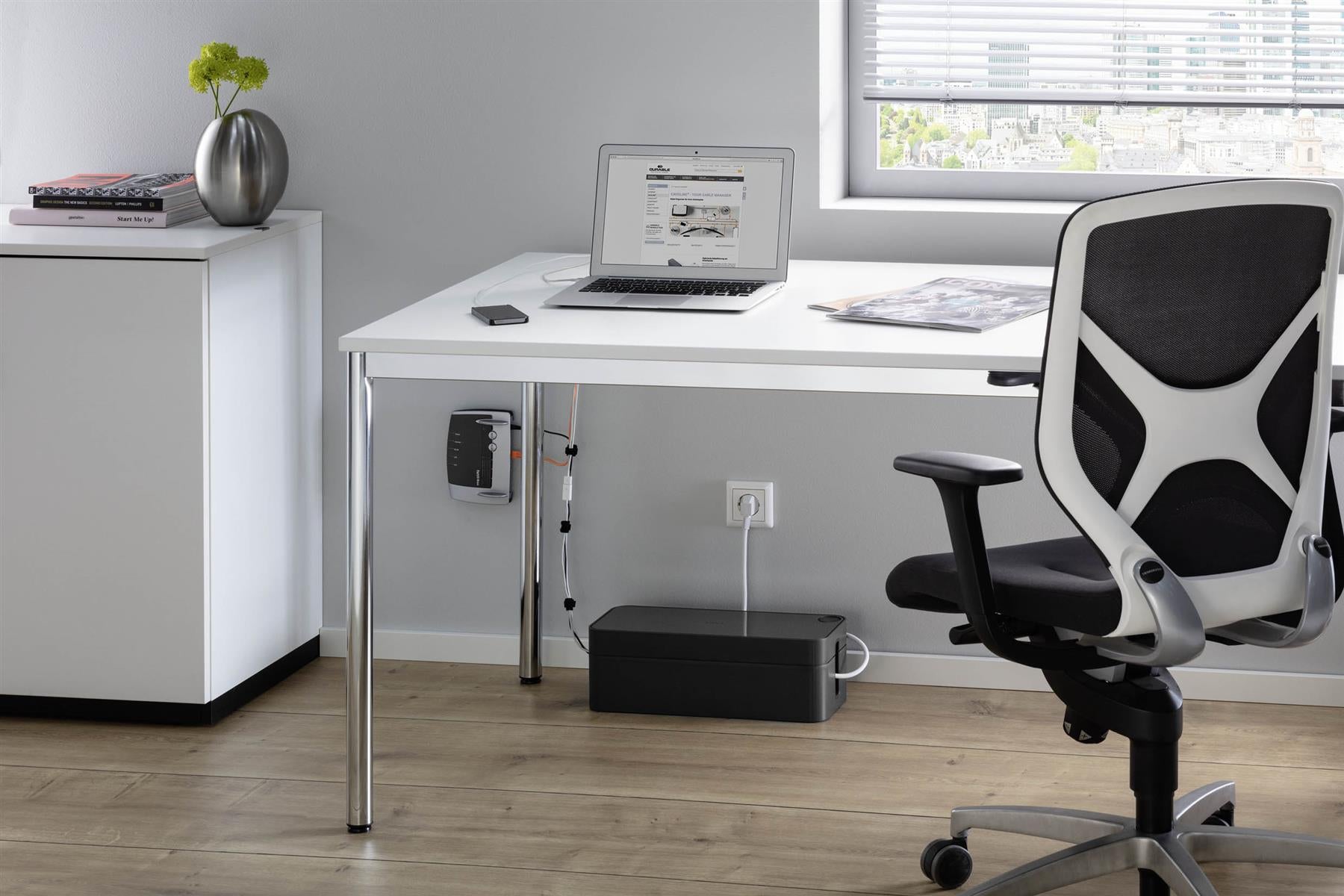 Durable CAVOLINE Cable Management Box Organizer Wire Tidy | Large | Graphite