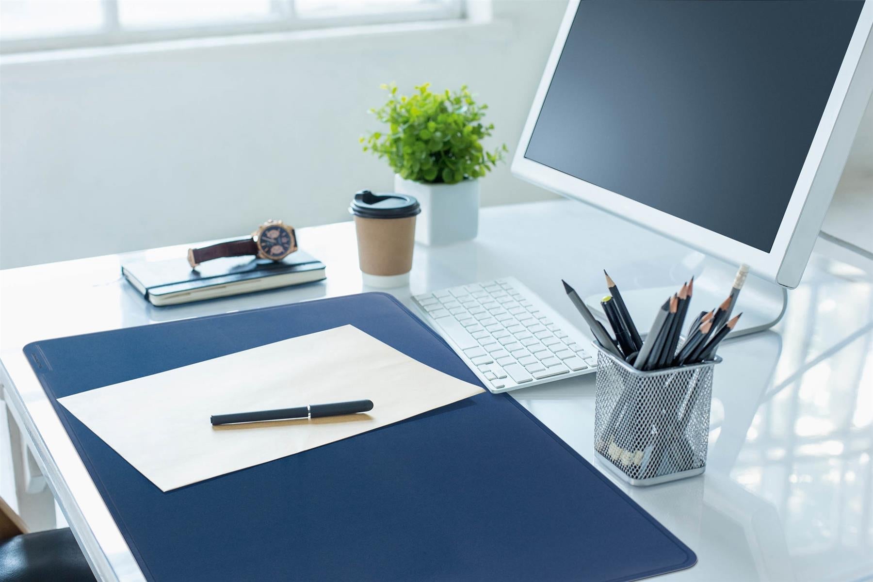 Durable Smooth Non-Slip Desk Mat Laptop PC Keyboard Mouse Pad | 26" x 19" Inches | Blue | Pack of 5