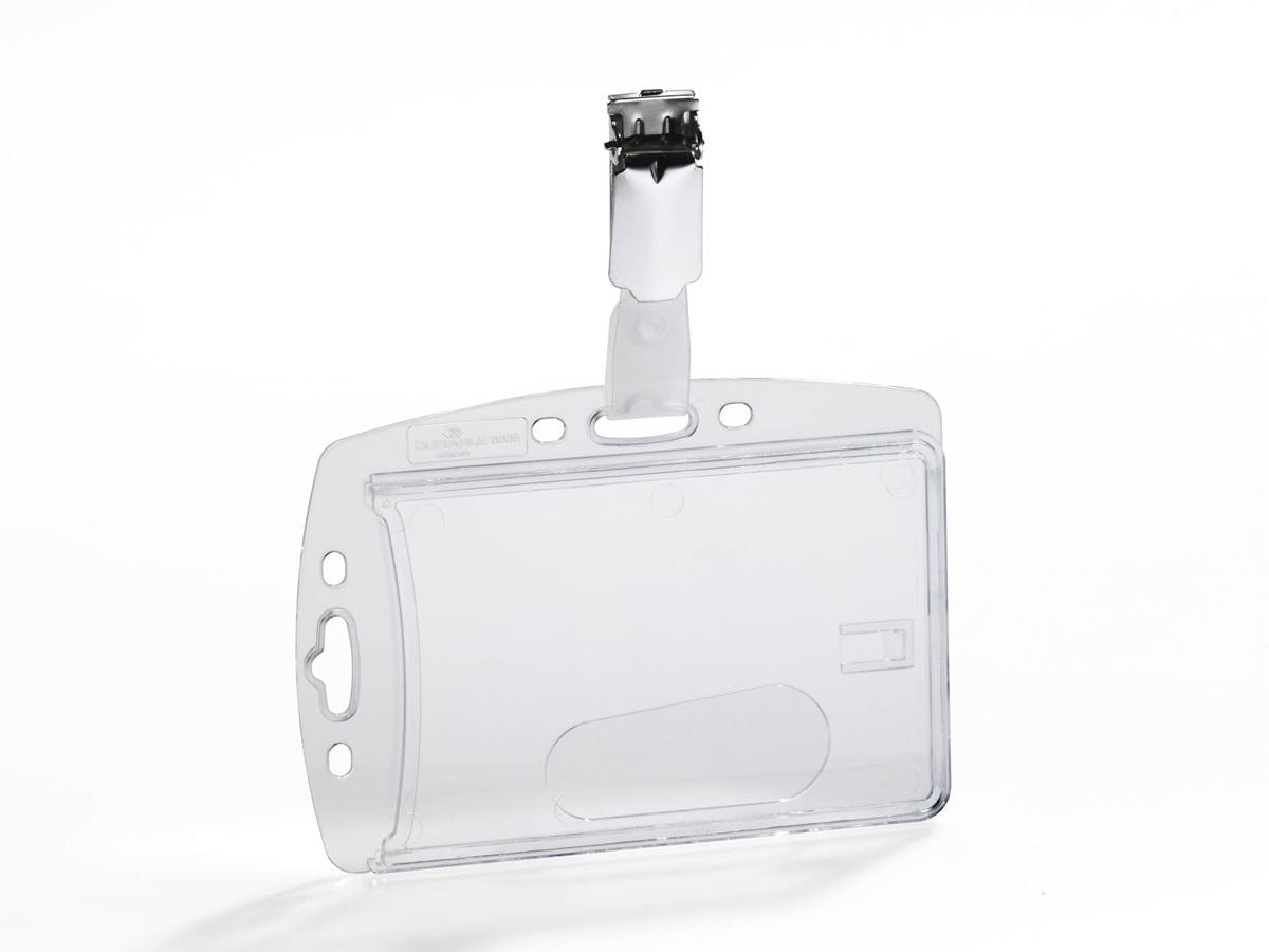 Durable Enclosed Card Security Pass ID Badge Holders with Clip | 25 Pack | Clear