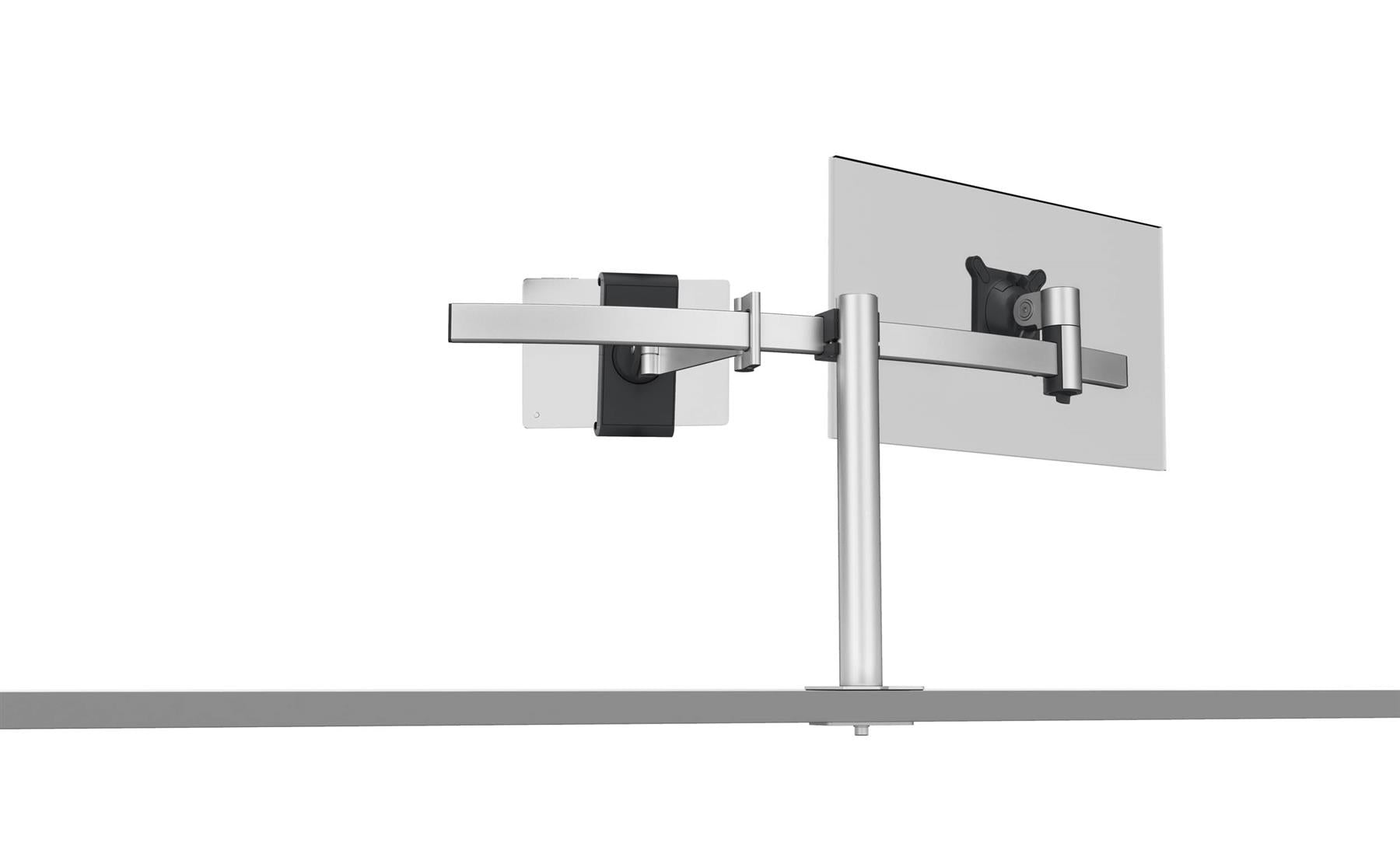 Durable Monitor Mount PRO with Arm for 1 Screen and 1 Tablet | Through Desk