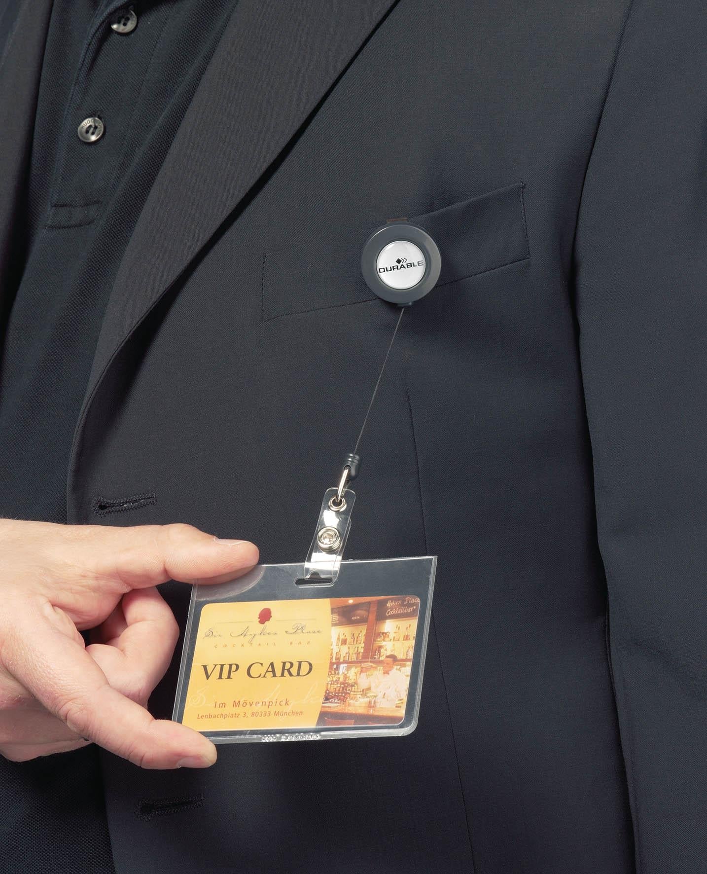 Durable Secure Retractable Clip Badge Reel for ID Cards & Keys | 10 Pack | Black