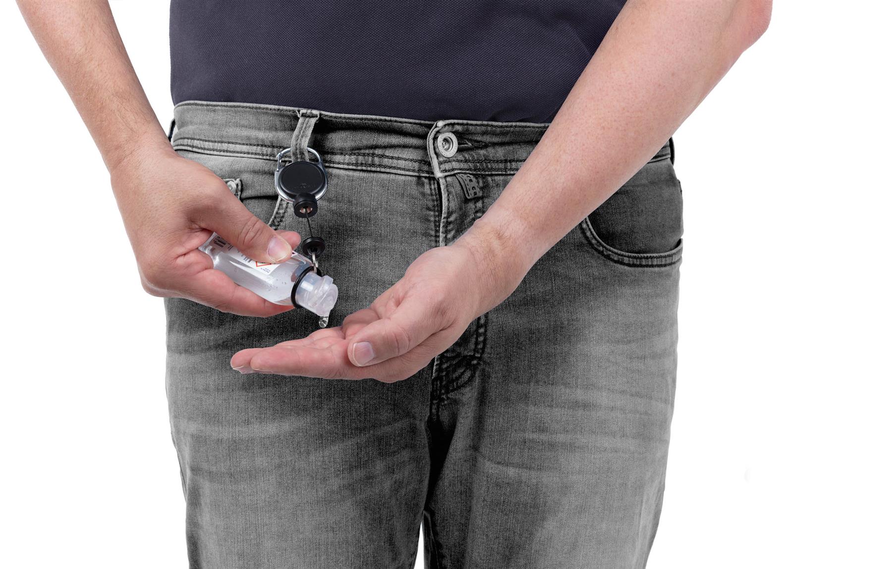 Durable Secure Magnetic Carabiner Badge Reel for Keys & Hand Sanitizer | Black