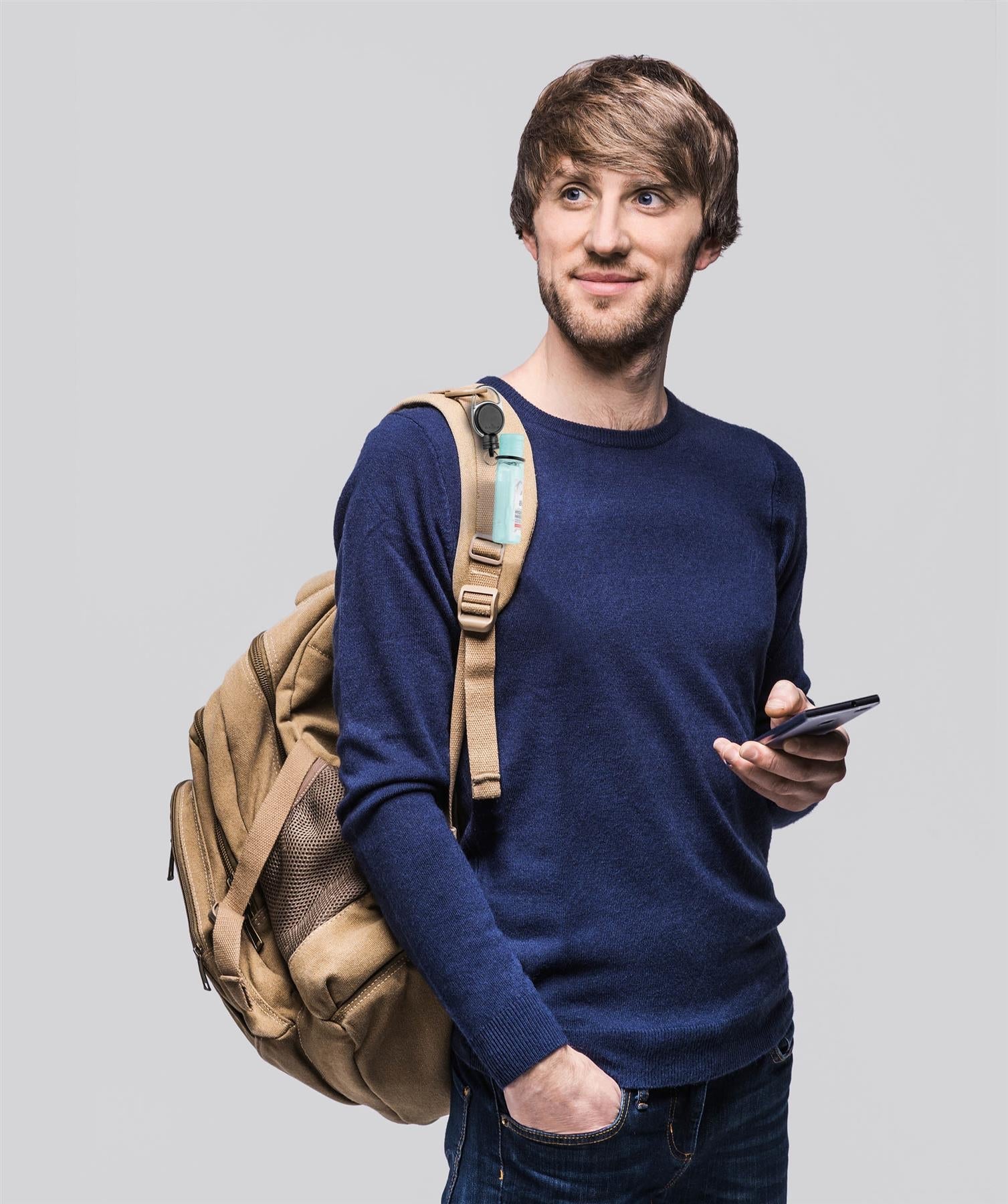 Durable Secure Magnetic Carabiner Badge Reel for Keys & Hand Sanitizer | Black