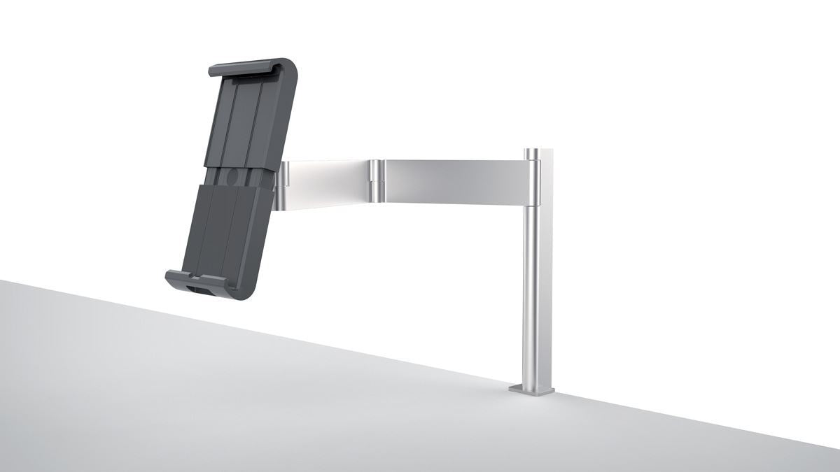 Durable Aluminum Tablet Holder iPad Bed Table Clamp | Lockable & Rotatable