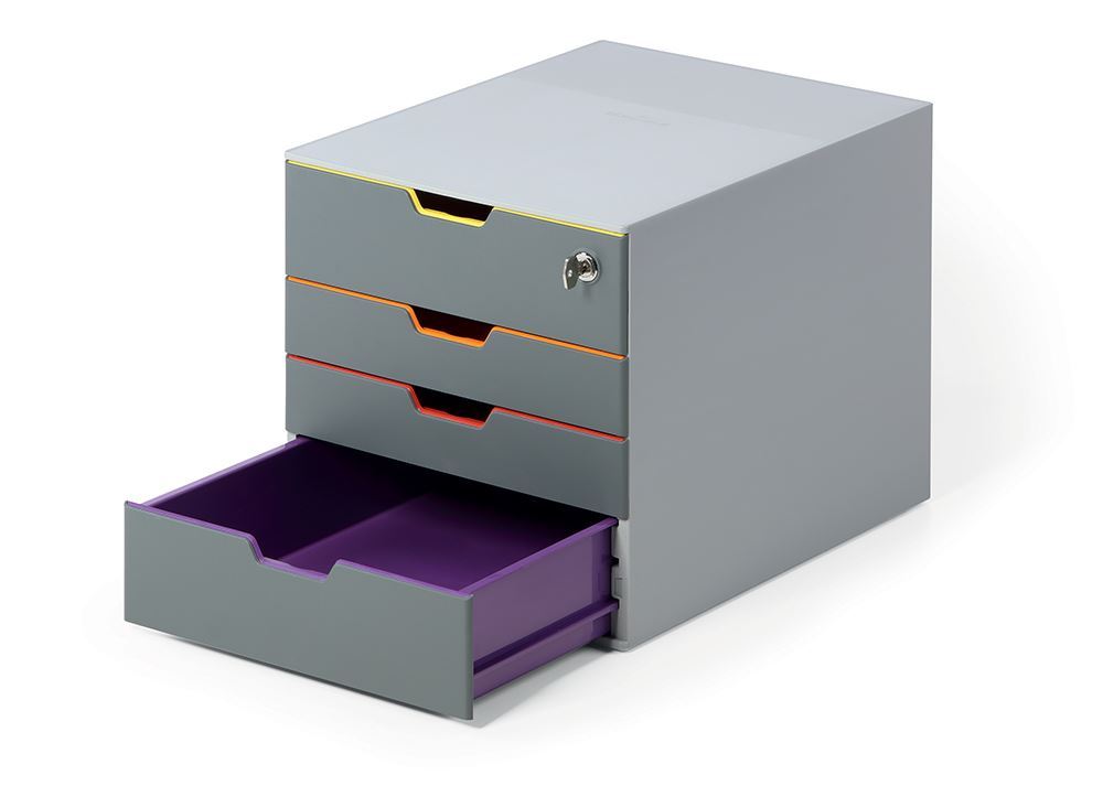 Durable VARICOLOR SAFE 4 Drawer Lockable GDPR Color Coded Desktop Storage | Letter Size