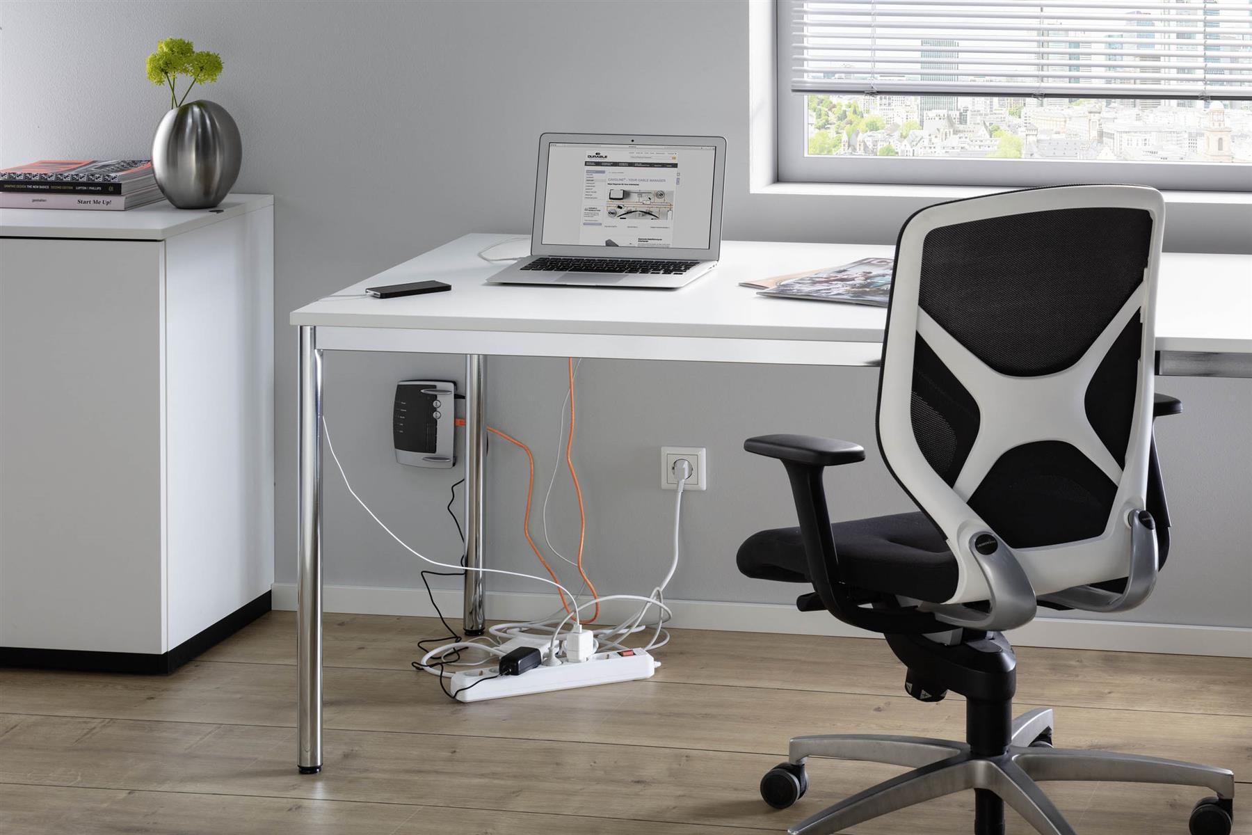 Durable CAVOLINE Cable Management Box Organizer Wire Tidy | Large | Gray