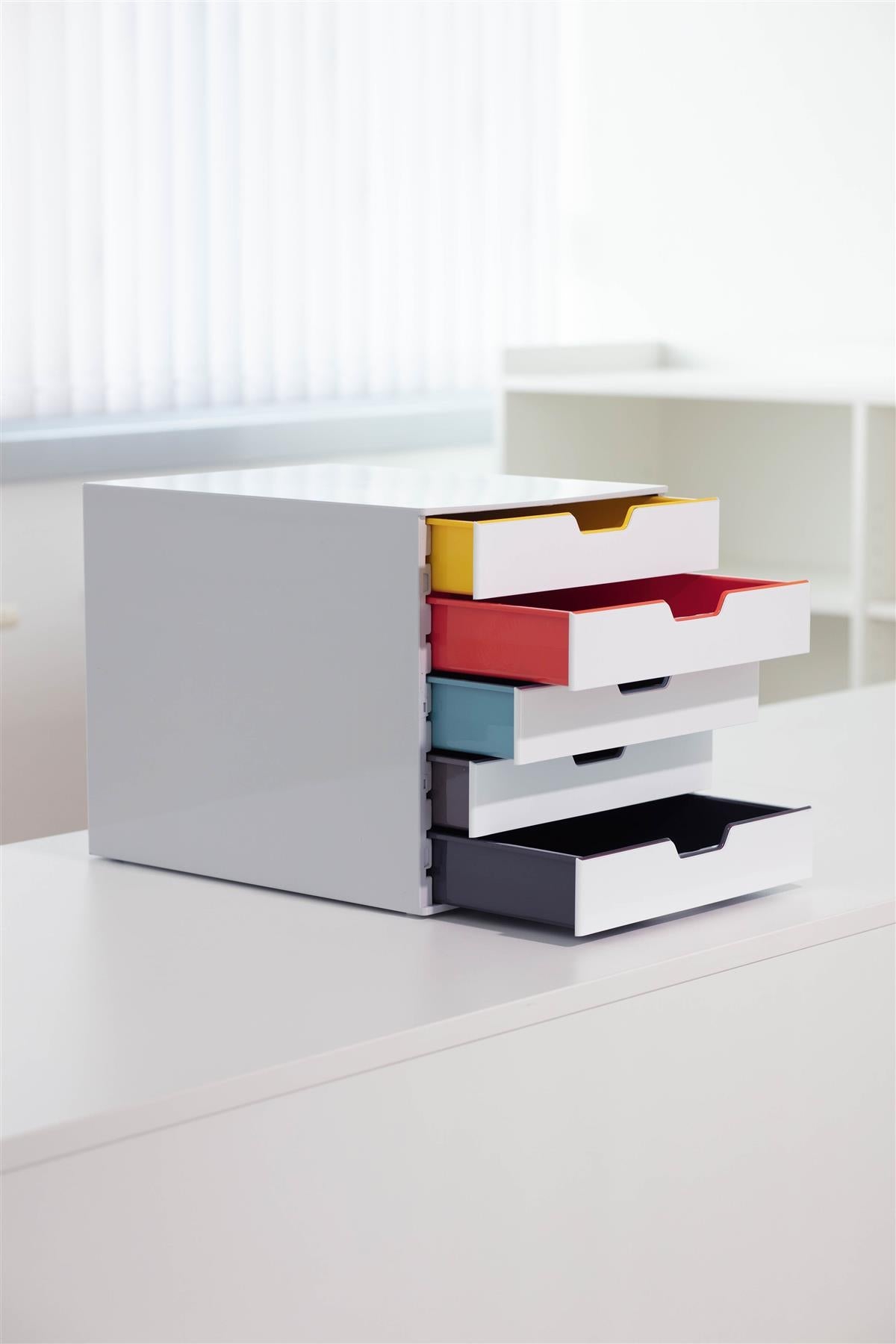 Durable VARICOLOR MIX Desktop Organizer 5 Drawer Color Coded Storage | Letter Size