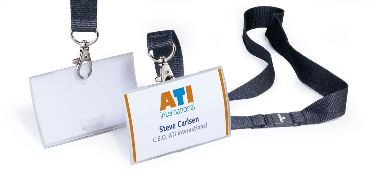 Durable CLICK FOLD Safety-Clip Lanyard Name Badge ID Holders | 10 Pack | 2.25" x 3.5" Inches