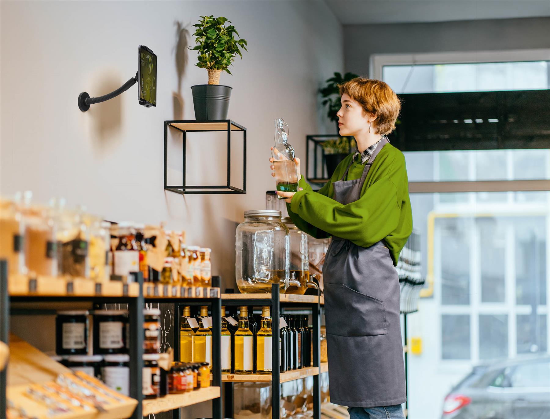 Durable TOUGH Anti-Theft Lock Goose Neck Tablet Holder Wall/Table Mount | Black