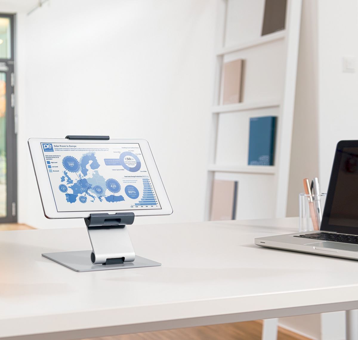 Durable Aluminum Foldable Tablet Holder iPad Desk Stand | Lockable & Rotatable