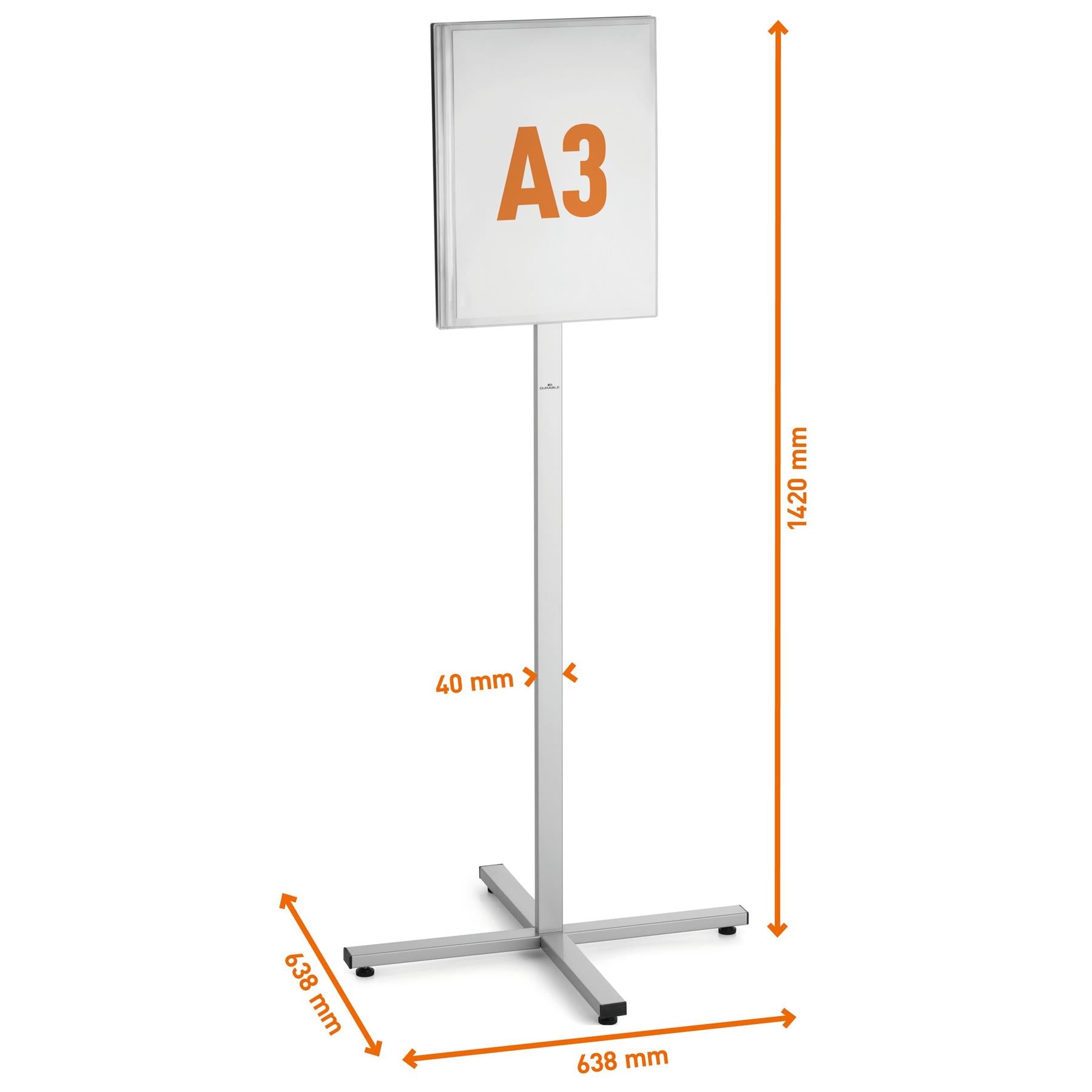 Durable INFO STAND OUTDOOR Stainless Steel Floor Sign | Tabloid Size Display Panel | Gray