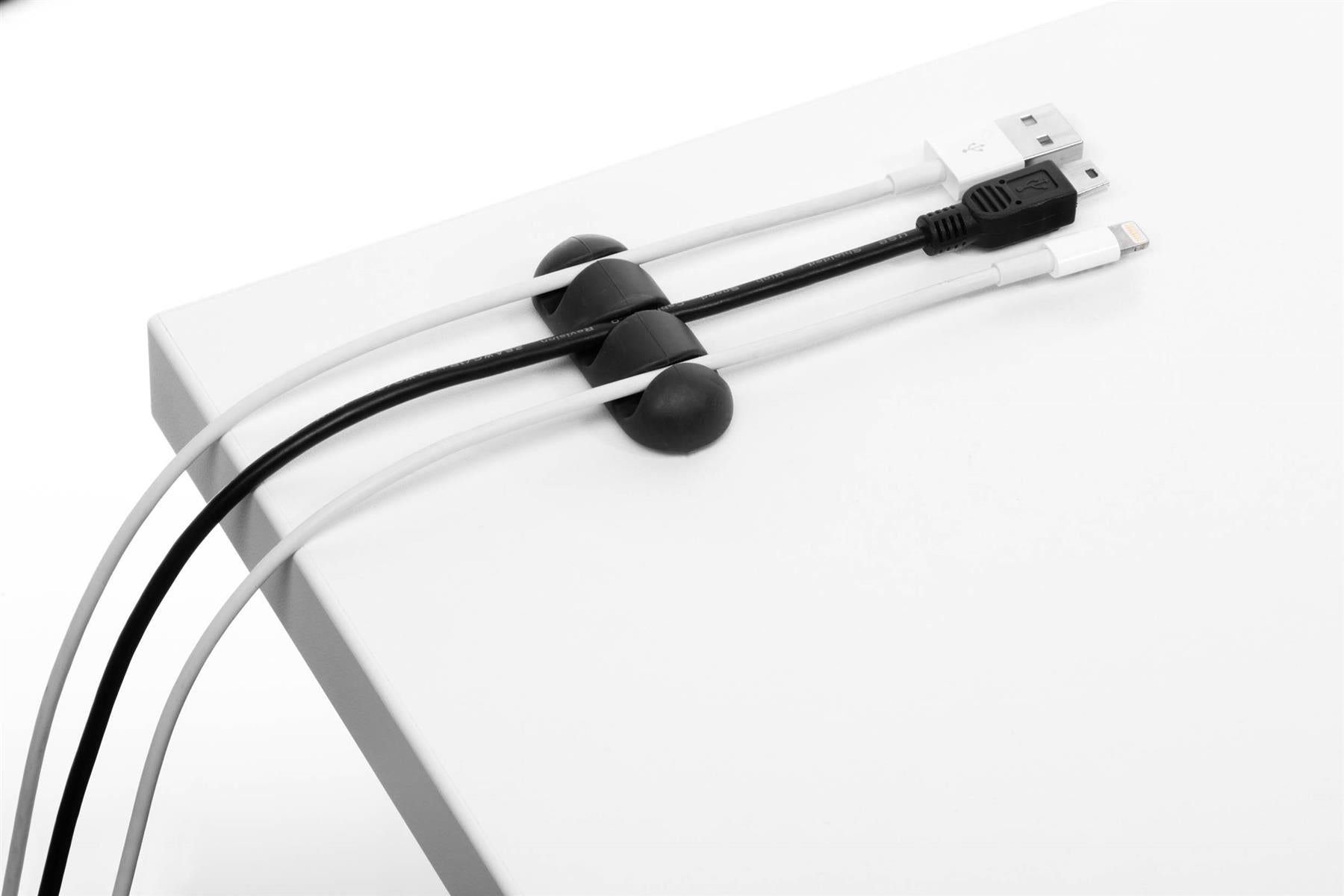 Durable CAVOLINE Cable Management 3 Desk Tidy Clips | 2 Pack | Graphite