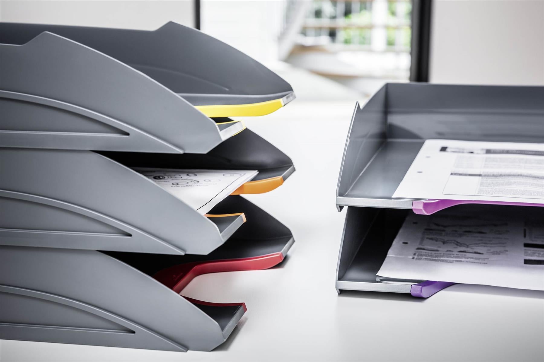 Durable VARICOLOR ECO Stackable Letter Tray Files | Letter Size Color Coded 5 Pack