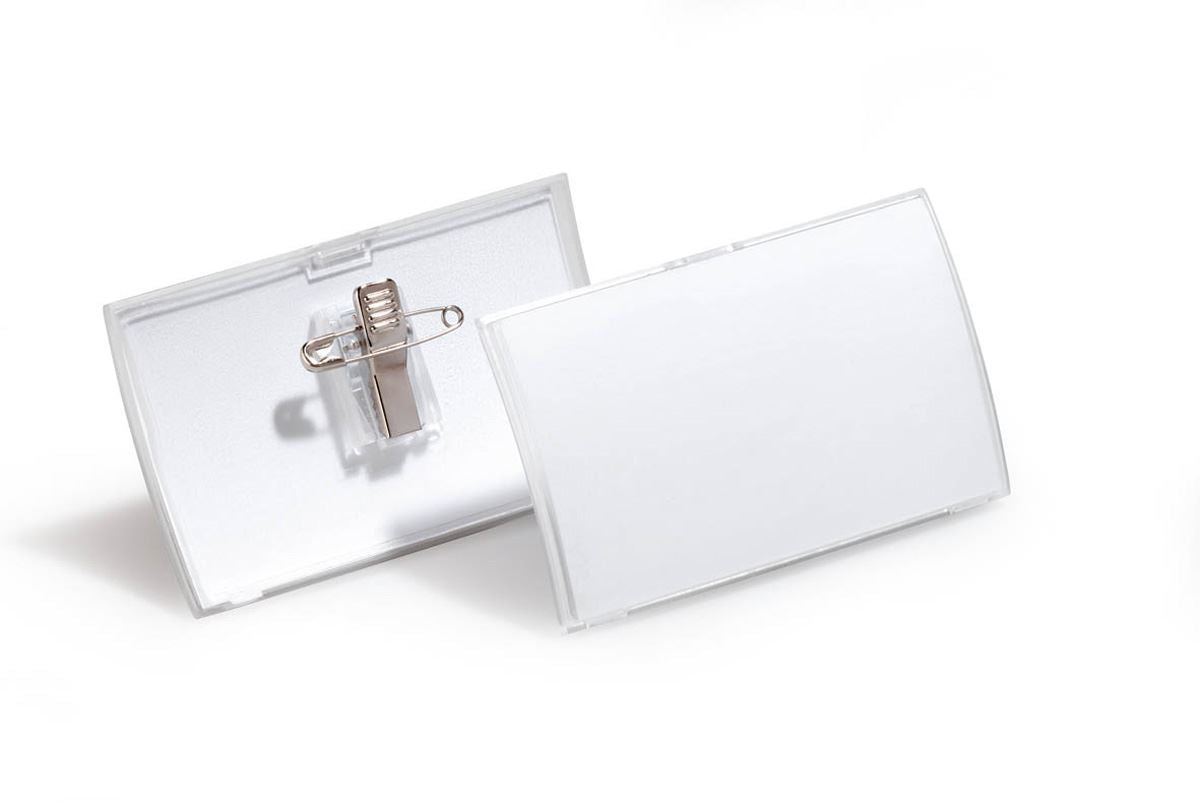 Durable CLICK FOLD Convex Clip & Pin Name Tag Badge Holder | 25 Pack | 2.25" x 3.5" Inches