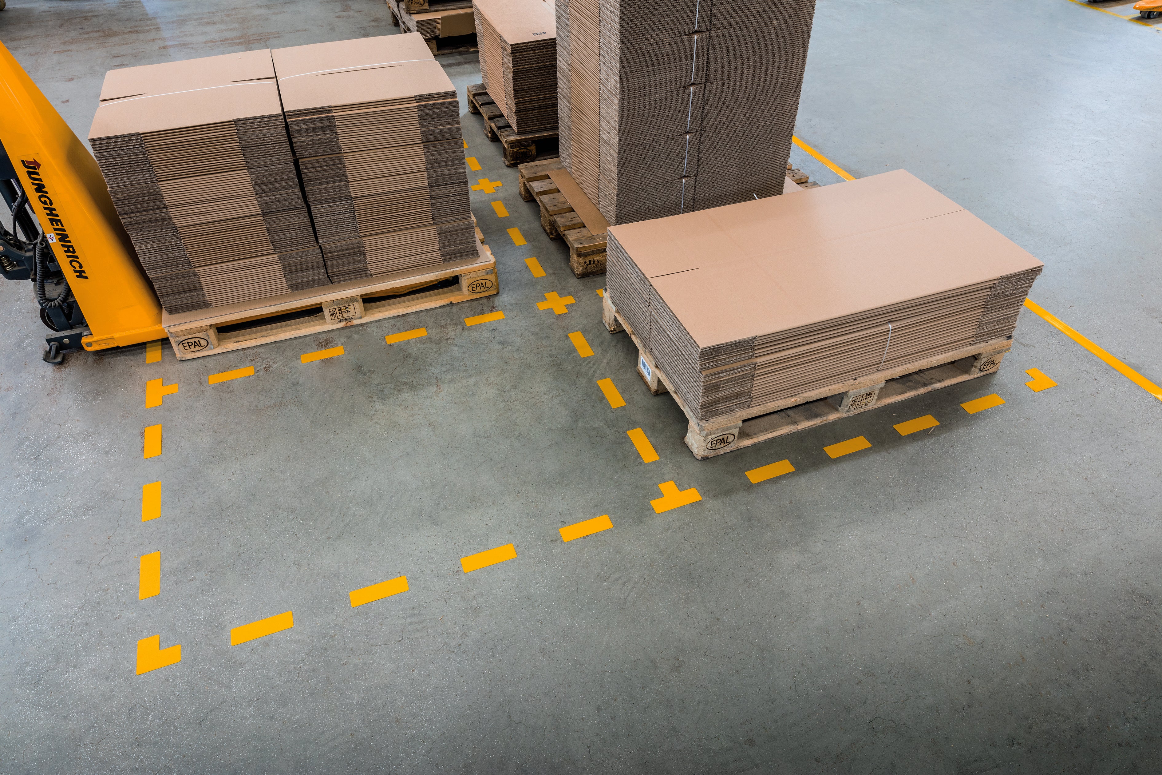 Durable Heavy Duty Adhesive Floor Marking T Shape Corner | 10 Pack | Yellow