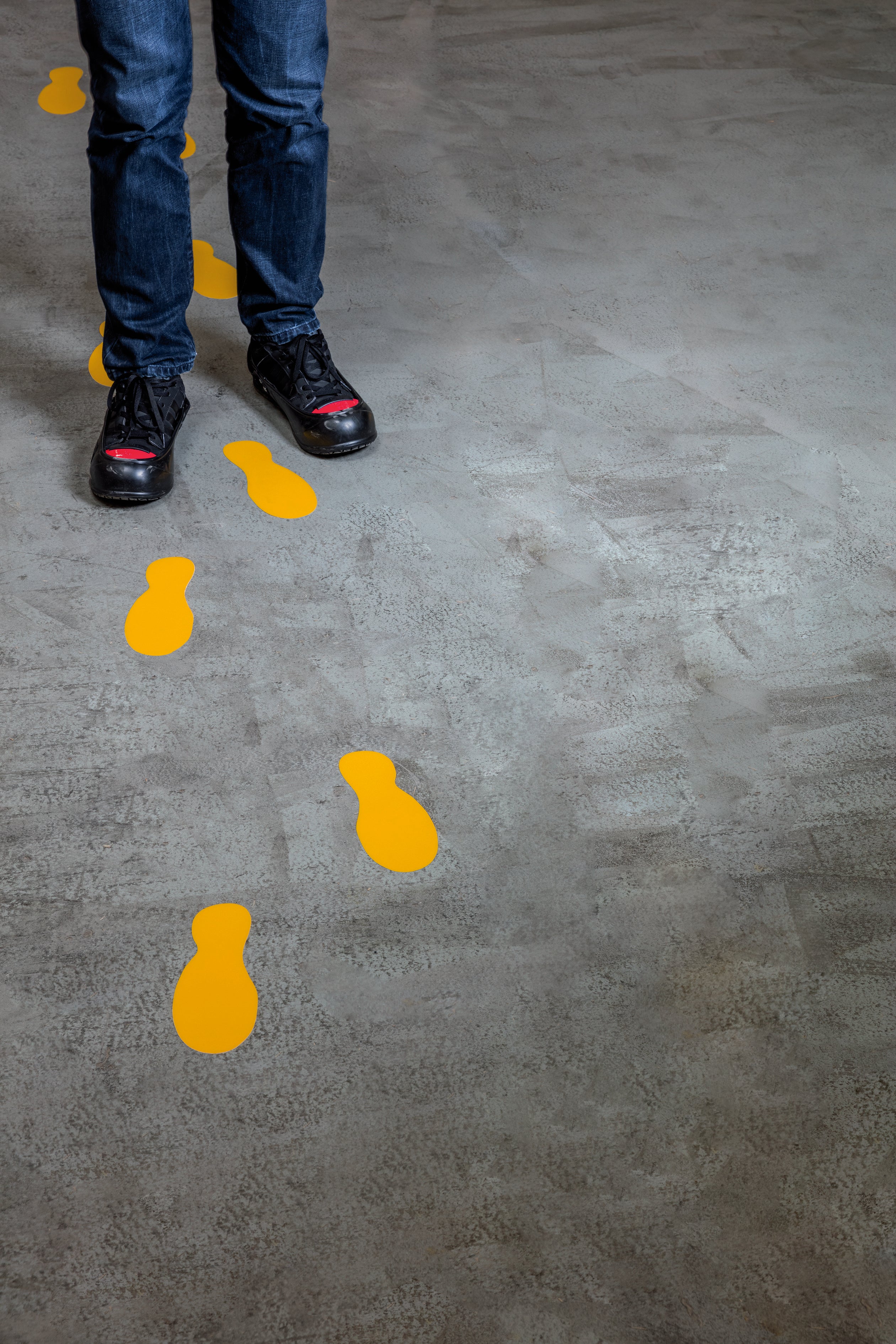 Durable Heavy Duty Adhesive Floor Marking Foot Shape | 5 Pairs | Yellow