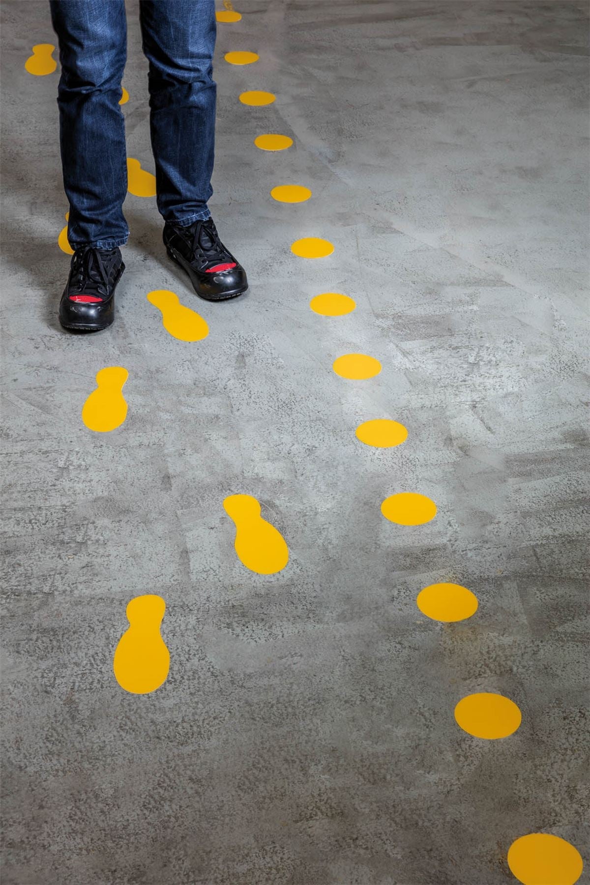 Durable Heavy Duty Adhesive Floor Marking Dot Circle Shape | 10 Pack | Yellow