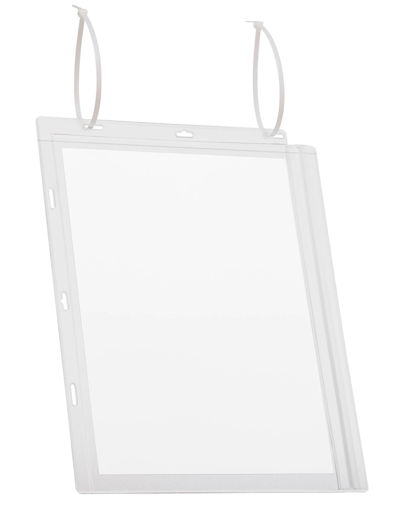 Durable Water Resistant UV Anti-Reflective Cable Tie Pockets | 5 Pack | Letter Size Clear