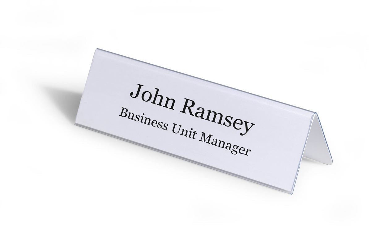 Durable Clear Plastic Table Place Name Holders and Inserts | 25 Pack | 2.40x8.27"