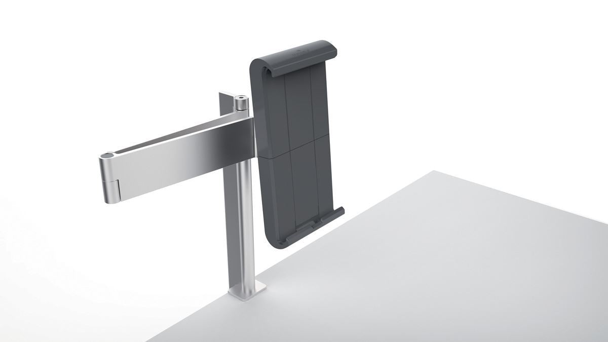 Durable Aluminum Tablet Holder iPad Bed Table Clamp | Lockable & Rotatable