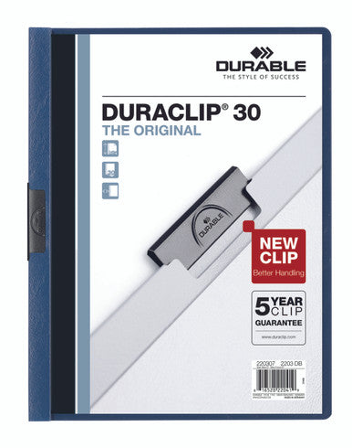 Durable DURACLIP Report Cover | Letter Size | 30 Sheet Capacity | Dark Blue | 25 Box